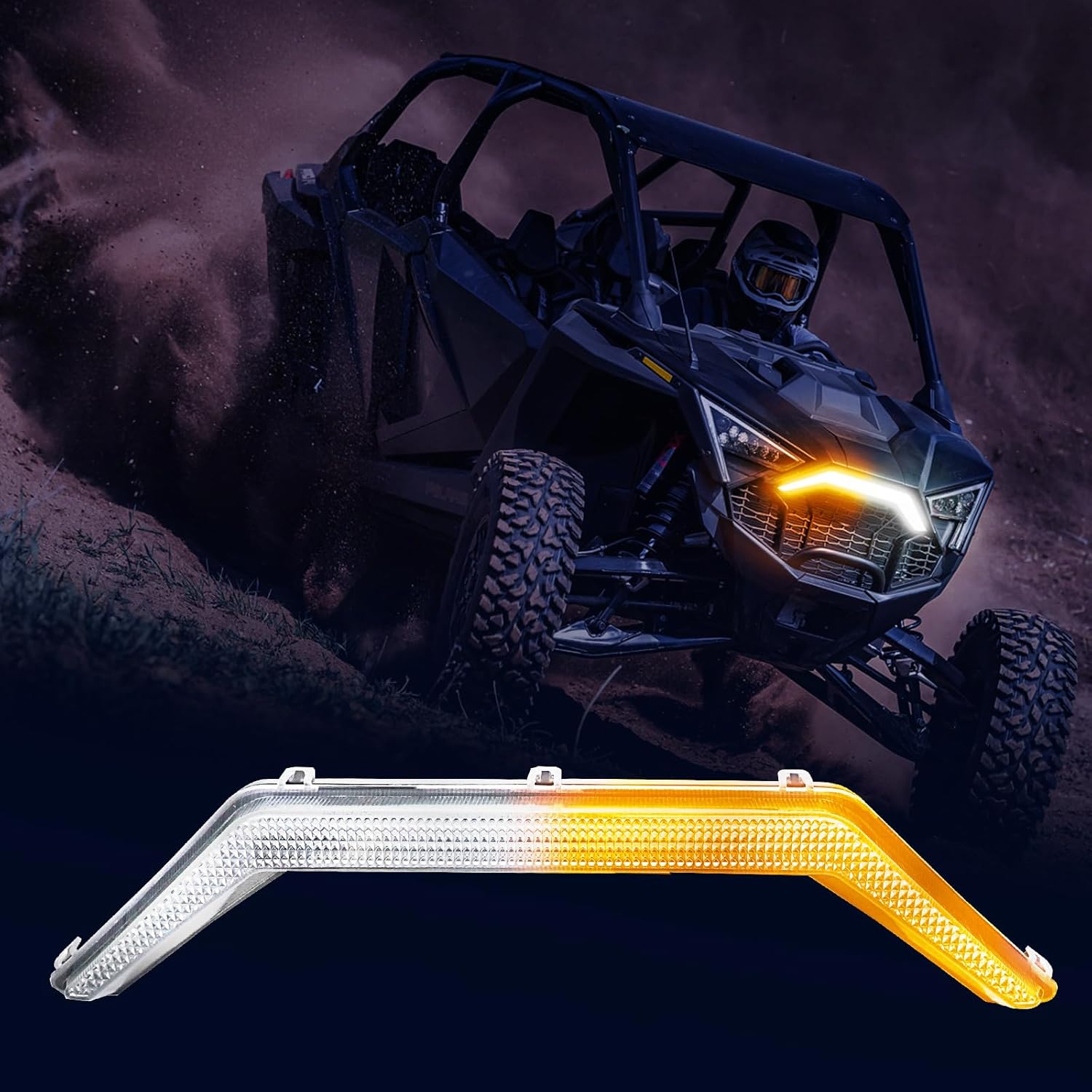 Tavaray RZR PRO Front Accent Light, LED Center Grill Fang Signature Light with Amber Turn Signal Compatible with Polaris RZR PRO XP/4/R Turbo R 2020 2021 2022 2023 2024, 1PCS