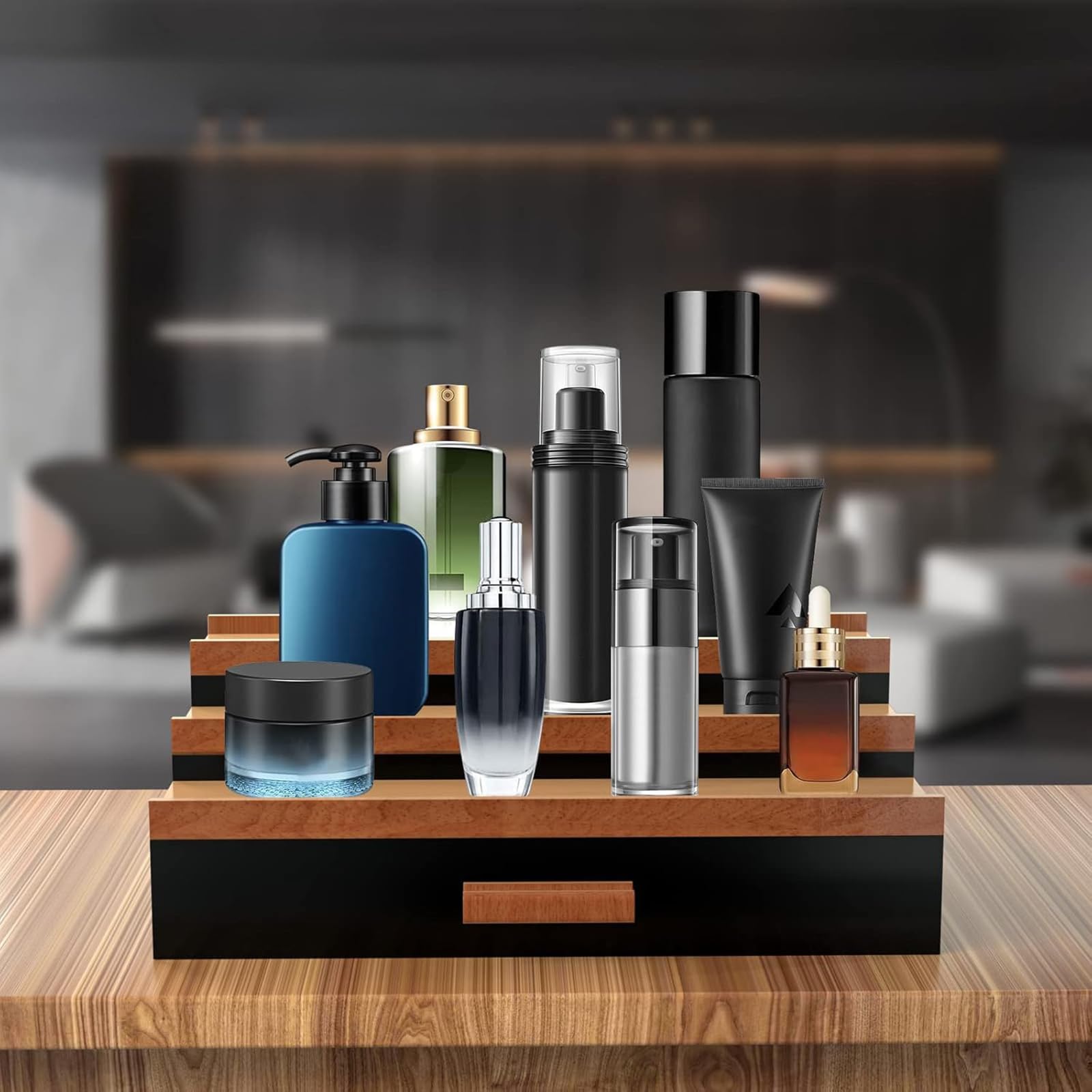 Perfumy męskie Sto Półka z ekspozycją na kosmetyki i kredą, idealna do łazienki Vani, akcesoria do sypialni - żółta