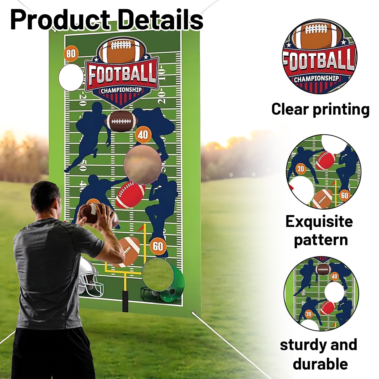 Banderín Decorativo Fútbol Americano 135x75cm Multicolor 1 Unidad