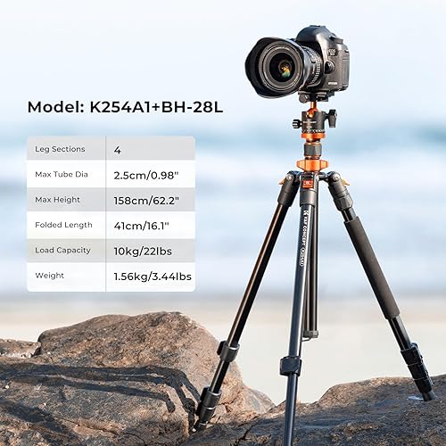 Miniatura 2 de KF Concept Trípode de cámara DSLR de 62 pulgadas ligero y compacto de aluminio desmontable con cabeza de bola panorámica 360 placa de liberación