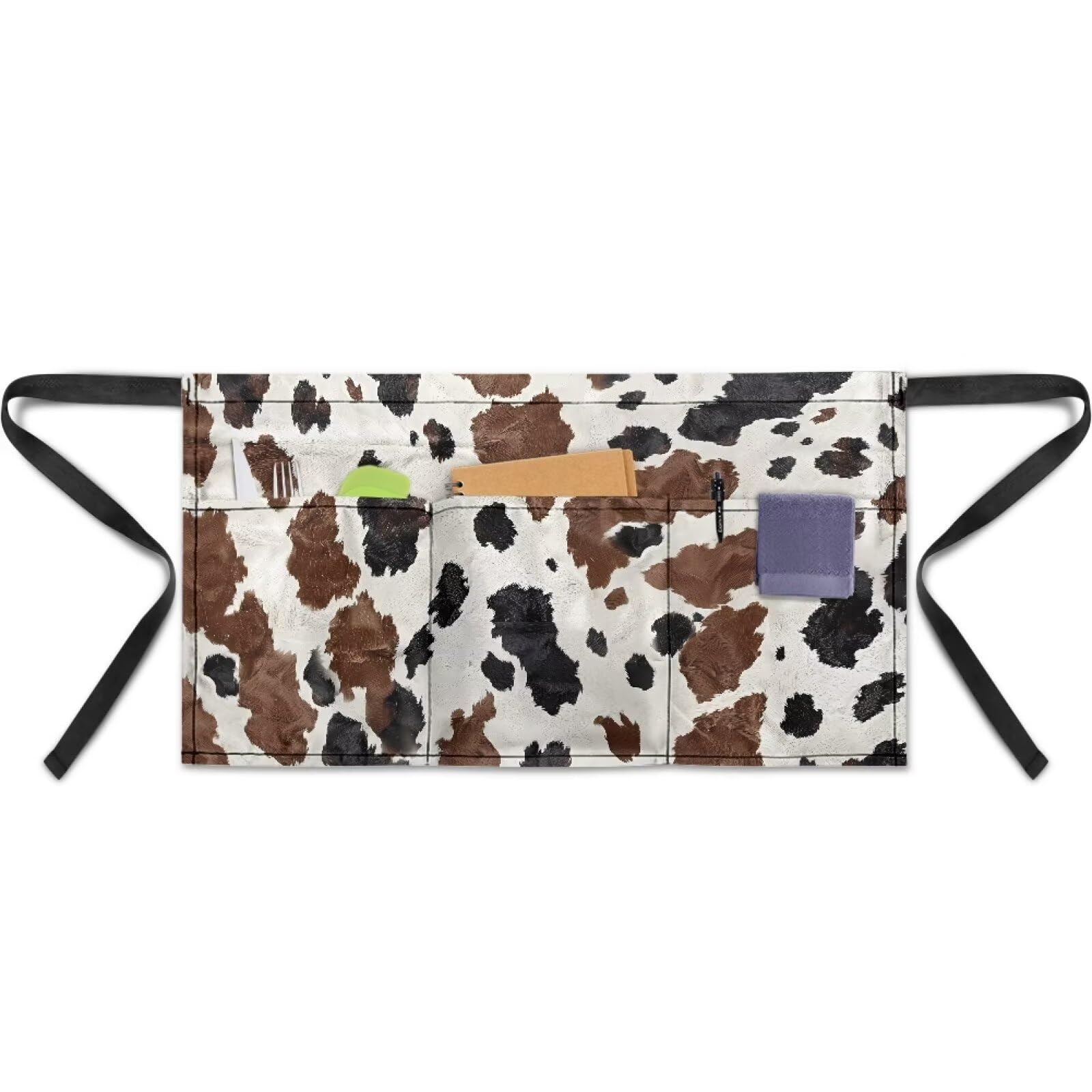 Delantal de cintura con 3 bolsillos, impermeable, de 13 pulgadas, corto, media cintura, para mujeres y hombres, delantal de camarera