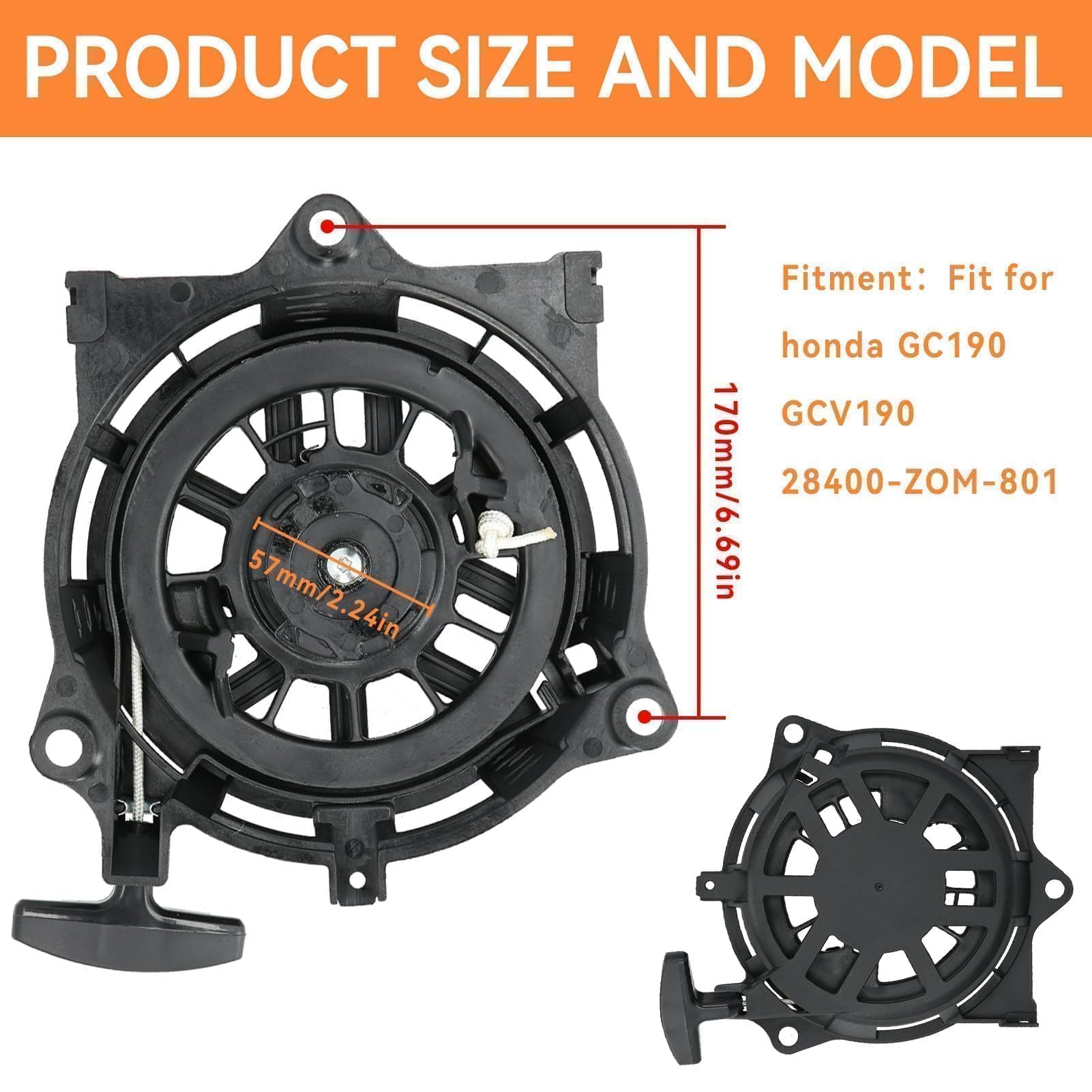 Agatige Avviamento A Strappo, Gruppo Avviamento A Strappo, PVC Di Ricambio Gruppo Avviamento Tosaerba Attrezzatura Tagliaerba Da Giardino Adatta Per Honda GC190 GCV190 28400 ‑ Z0M ‑ 801