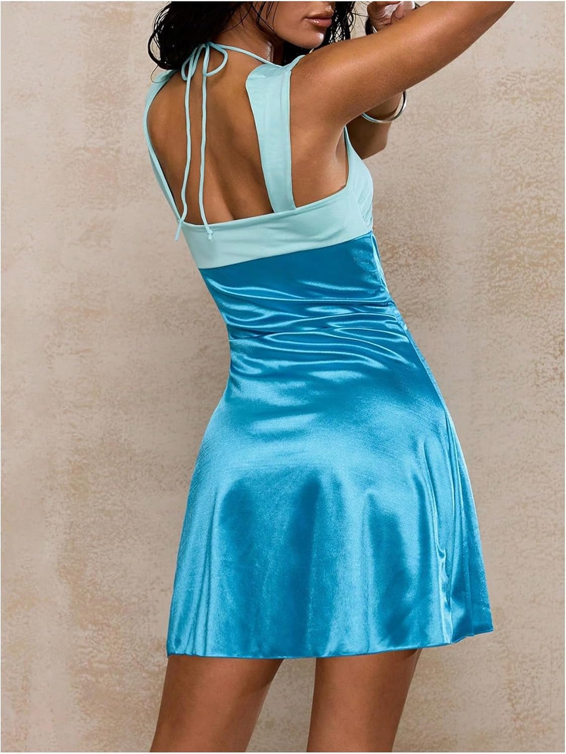 Floerns Women's Halter Neck Ruched Bodycon Sweetheart Slip Dress Backless Mini Prom Party Dresses - Image 2