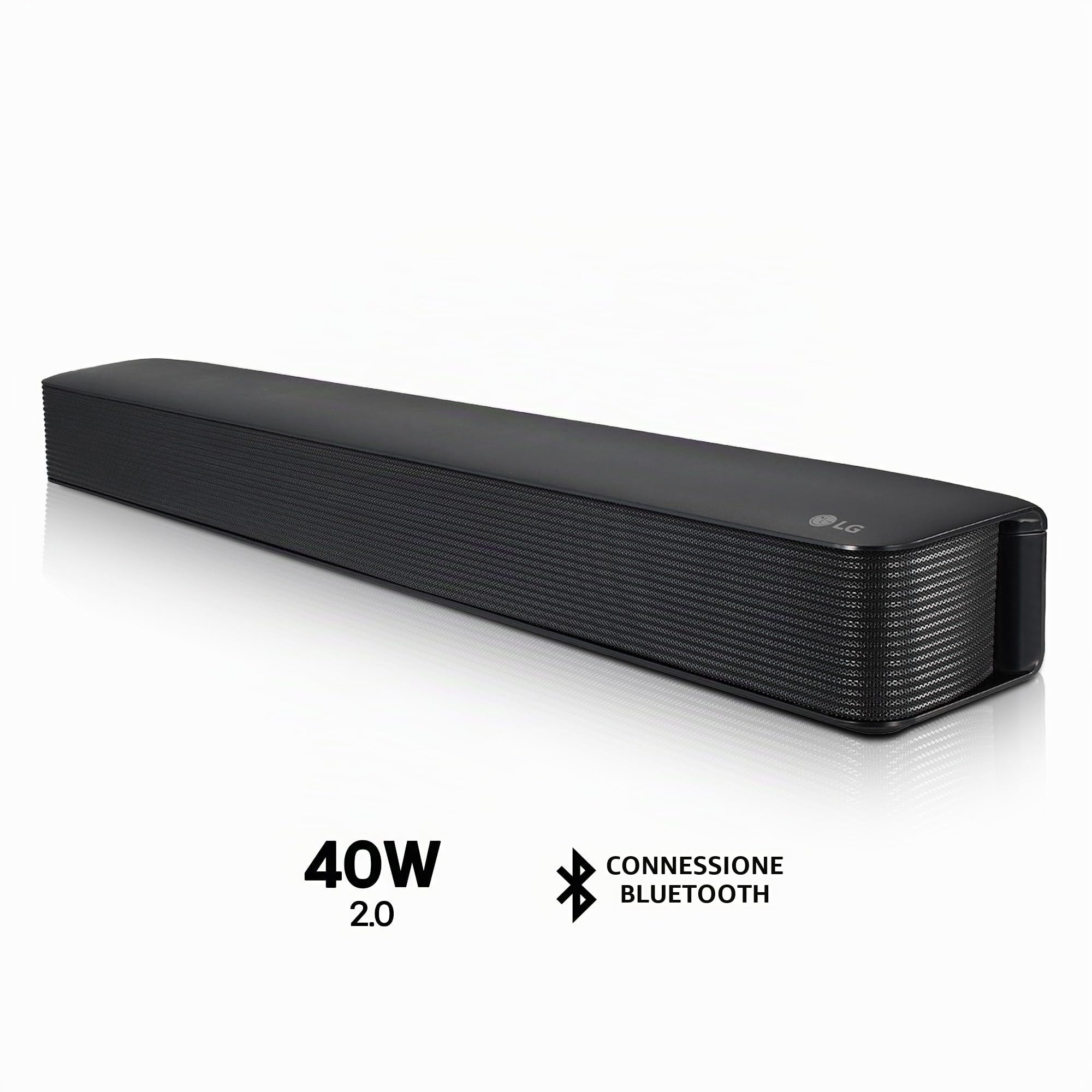 LG SQM1 - Soundbar, 40 W, All in One, Bluetooth 4.0, 2.0 Canali, Dolby Digital, Suono Bass Blast, Nero