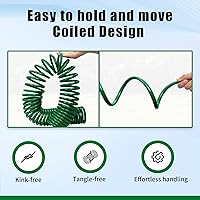 Vista 5 de AUTOMAN Coil Garden Hose 50 ft, EVA Curly Water Hose with Brass Connectors, Recoil Garden Water Hose,Includes 7-Pattern Function