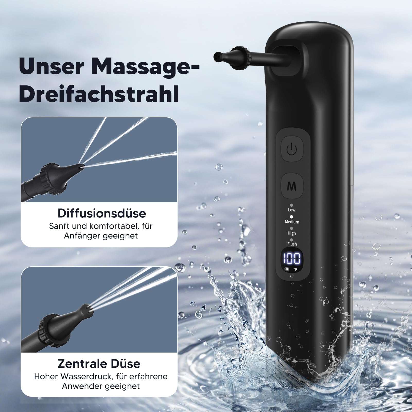Eliminador de cerumen, limpiador de oídos para adultos, limpiador eléctrico de oídos, lavado de oídos para uso doméstico, ducha recargable para adultos y niños (negro)