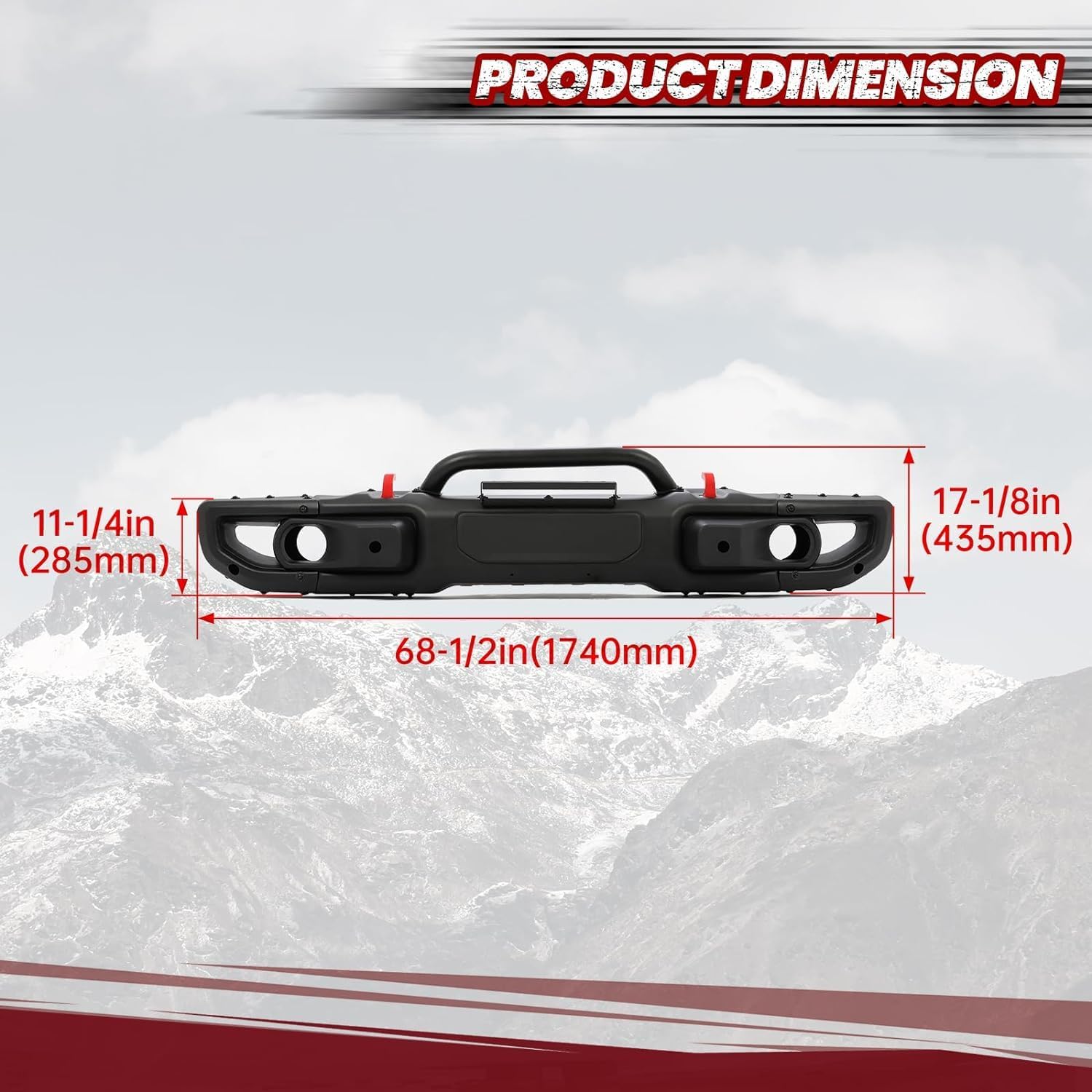 HECASA Front Bumper Compatible with 2018-2023 Jeep Wrangler JL Rubicon 2020-2023 Gladiator 10th Anniversary Style 2 and 4 Door Models W/PDC Sensor Hole Black, NN1933