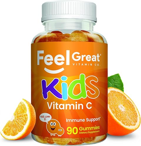 Feel Great Kids Vitamin C Gummies, 250mg Immune Support, Vegan, 90 Ct.