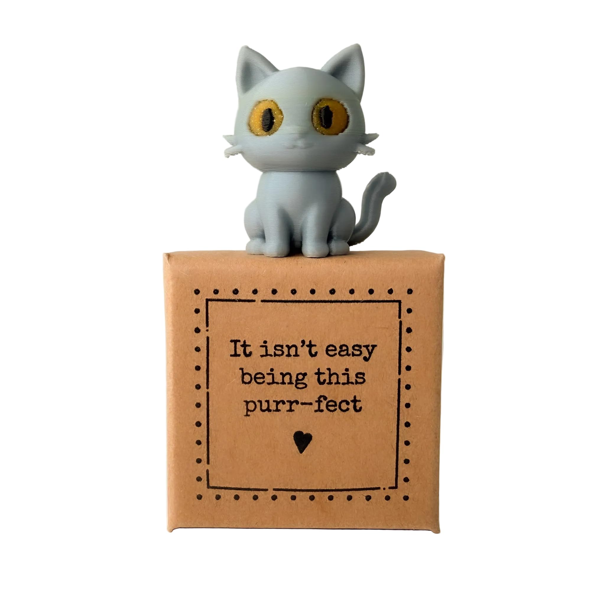 Image Industry “Being This Purr-fect” Tiny Little Gift – Cat in a Box Keepsake | Cute Mini Gift for Cat Lovers | Thoughtful Small Present UK Made (Grey)