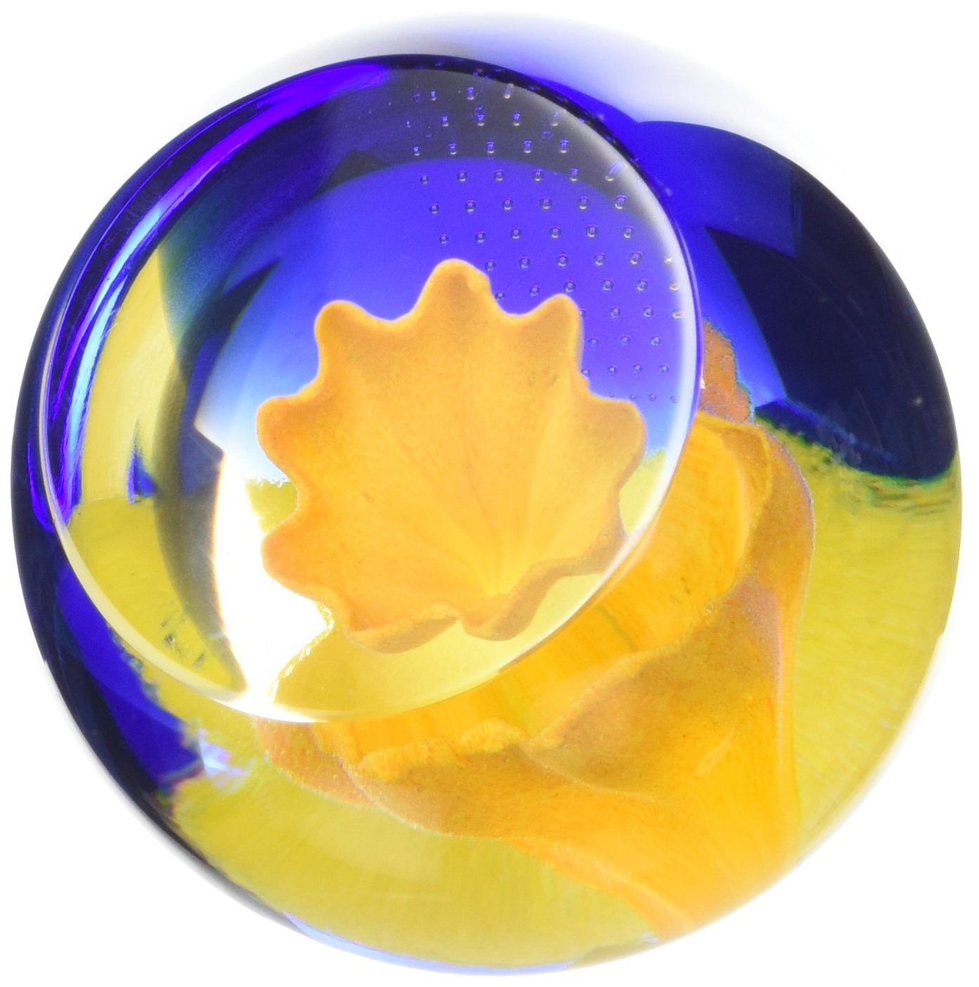 Caithness Glass Yellow Charms Daffodil Paperweight | Single | 65Mm X 65Mm | Handmade In Scotland | Admire The Delicate Floral Details Of A Daffodil Inside This Faceted Glass Dome| Ornamental | Boxed | Gift