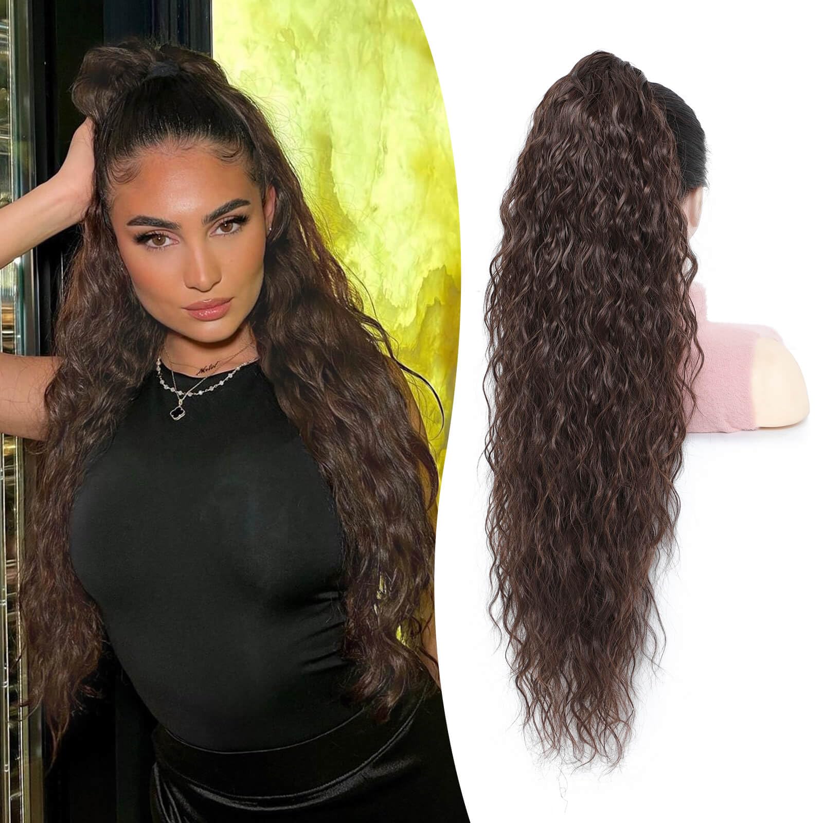 Flyroseing 30inch Ponytail Extension, Synthetic Hair Extensions Ponytail