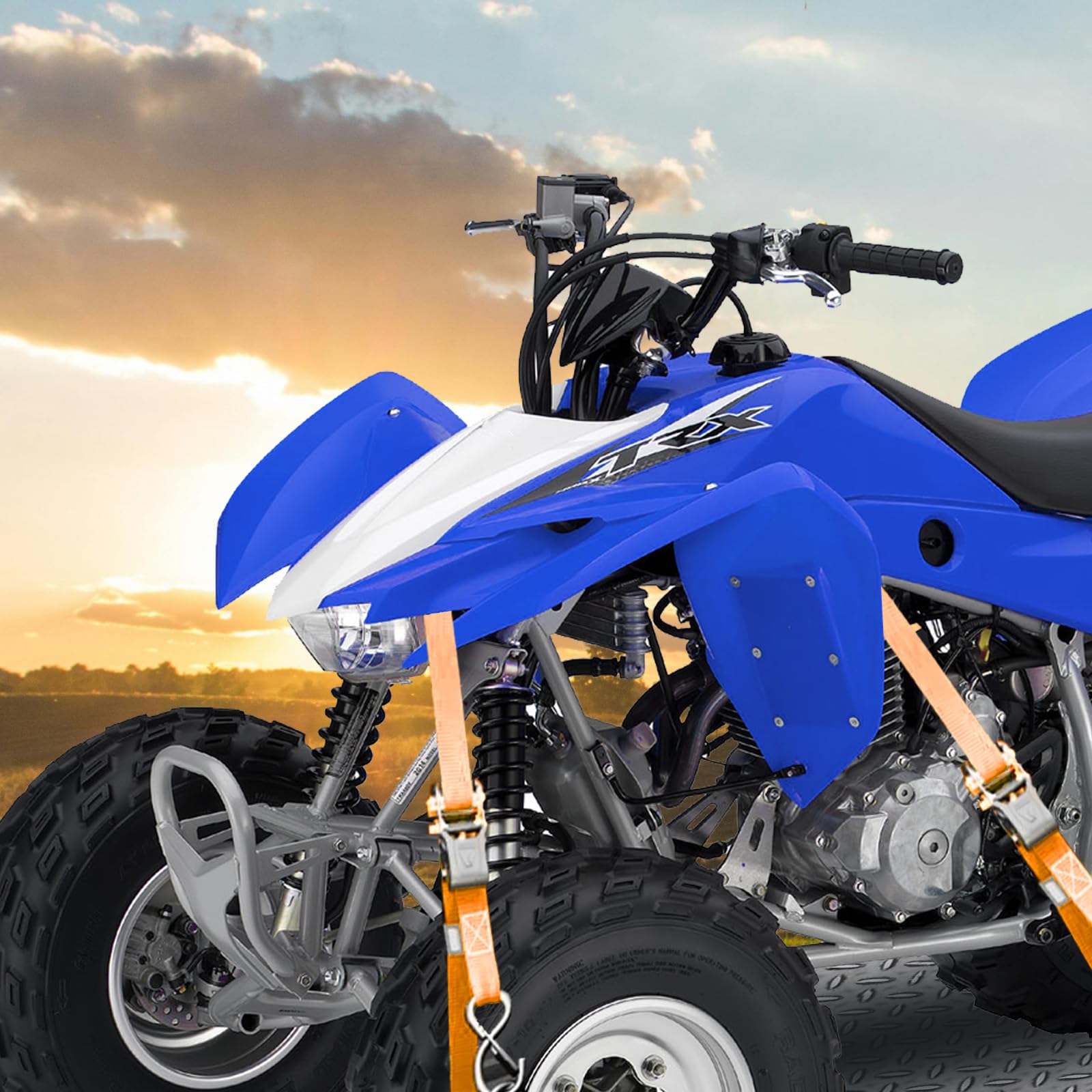 JACK BOSS Cinghie a cricchetto resistenti con resistenza alla rottura, 997,9 kg, confezione da 4 – 4,5 m, cinghie a cricchetto con gancio di sicurezza a S, per dispositivi mobili moto, ATV, camion,