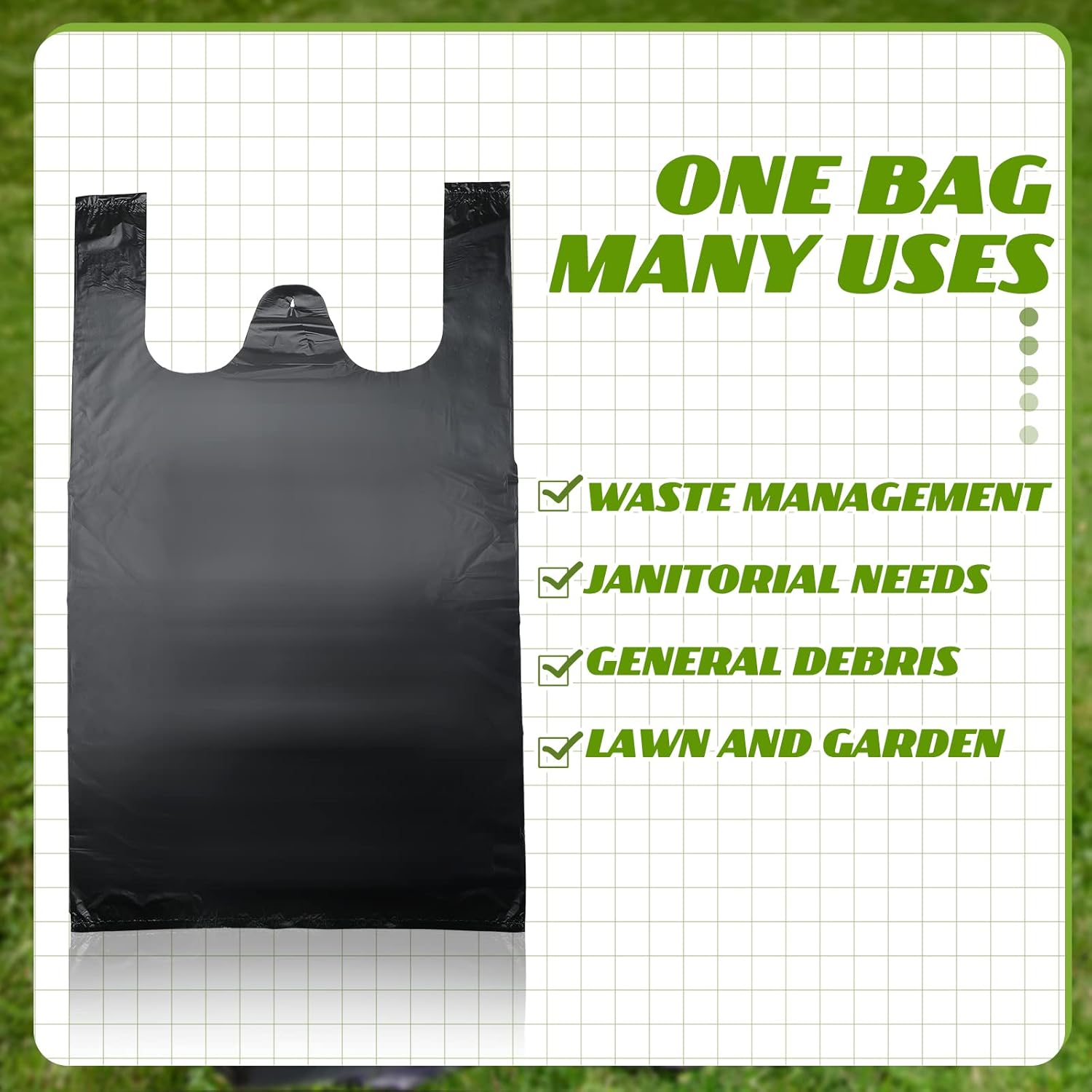 Kisston 400 Count Jumbo Size Plastic T Shirt Bags with Handles, 35 Mic, XX Large Plain Plastic T Shirt Grocery Bags, Thick and Heavy Duty (25" X 15",Black) - Image 5