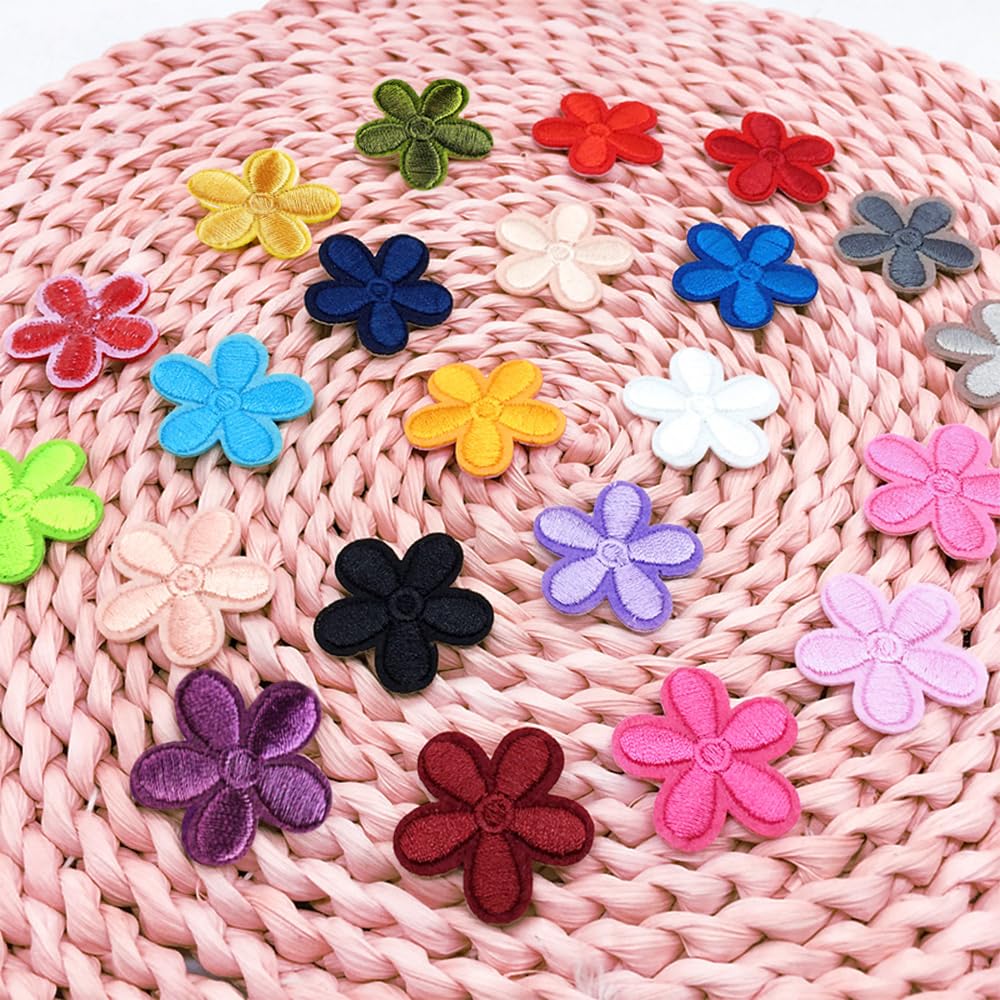 44 Pezzi Mini Toppa Ricamata Termoadesiva Toppe Fiori Ricamata