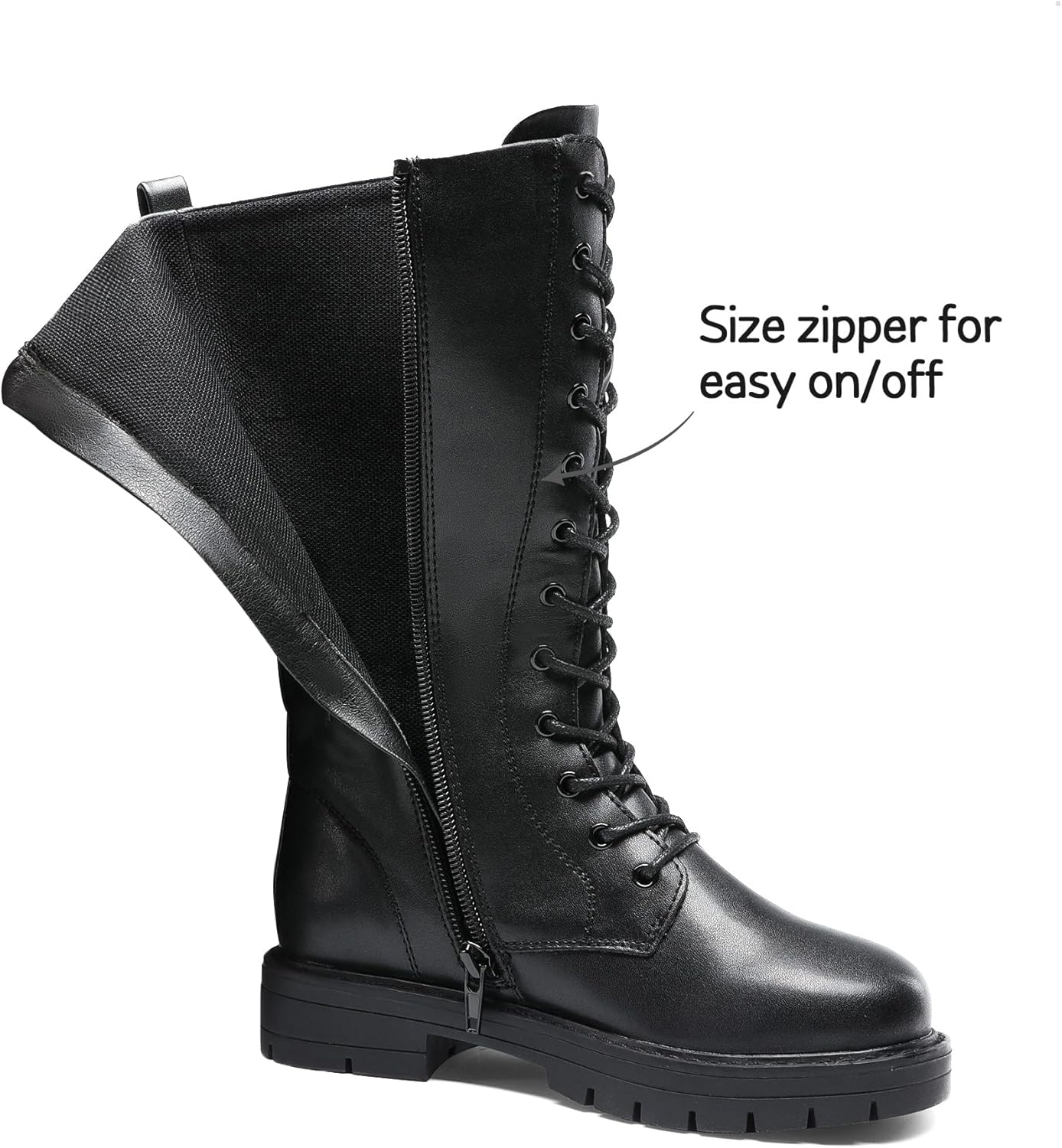 DREAM PAIRS Girls Riding Boots Knee High Side Zipper Mid Calf Shoes Little Kid/Big Kid