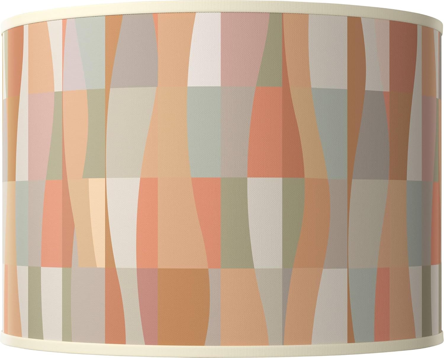 Sedona 15 1/2" Top x 15 1/2" Bottom x 11" High Hand Crafted Print Lamp Shade Replacement Large White Orange Drum Round Art Deco Mid Century Modern Pattern Spider Harp Finial - Giclee Glow
