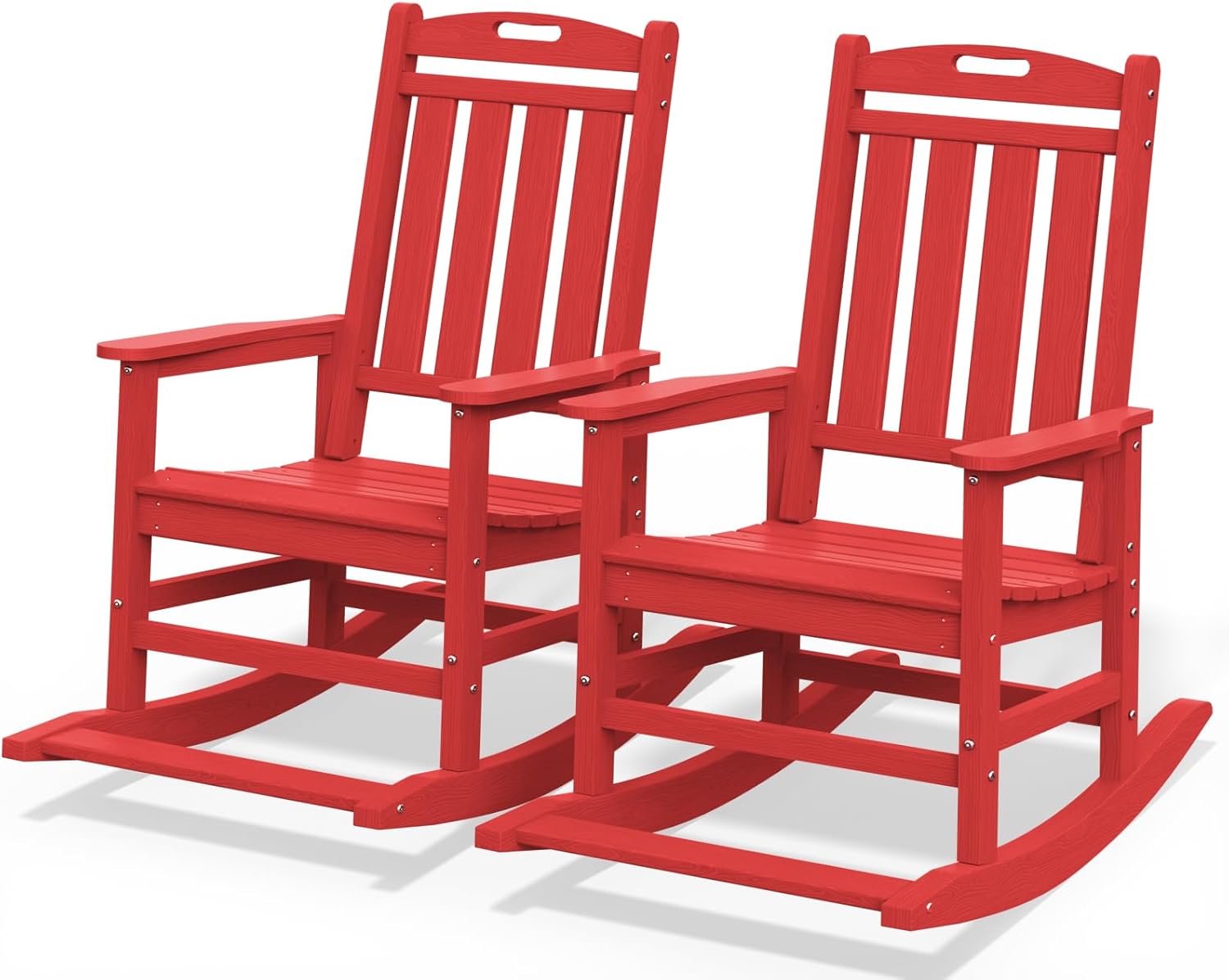 Ayge Patio Rocking Chair Set of 2，HDPE Outdoor Rocking Chair for for Garden,Porch,Lawn,Yard,Red
