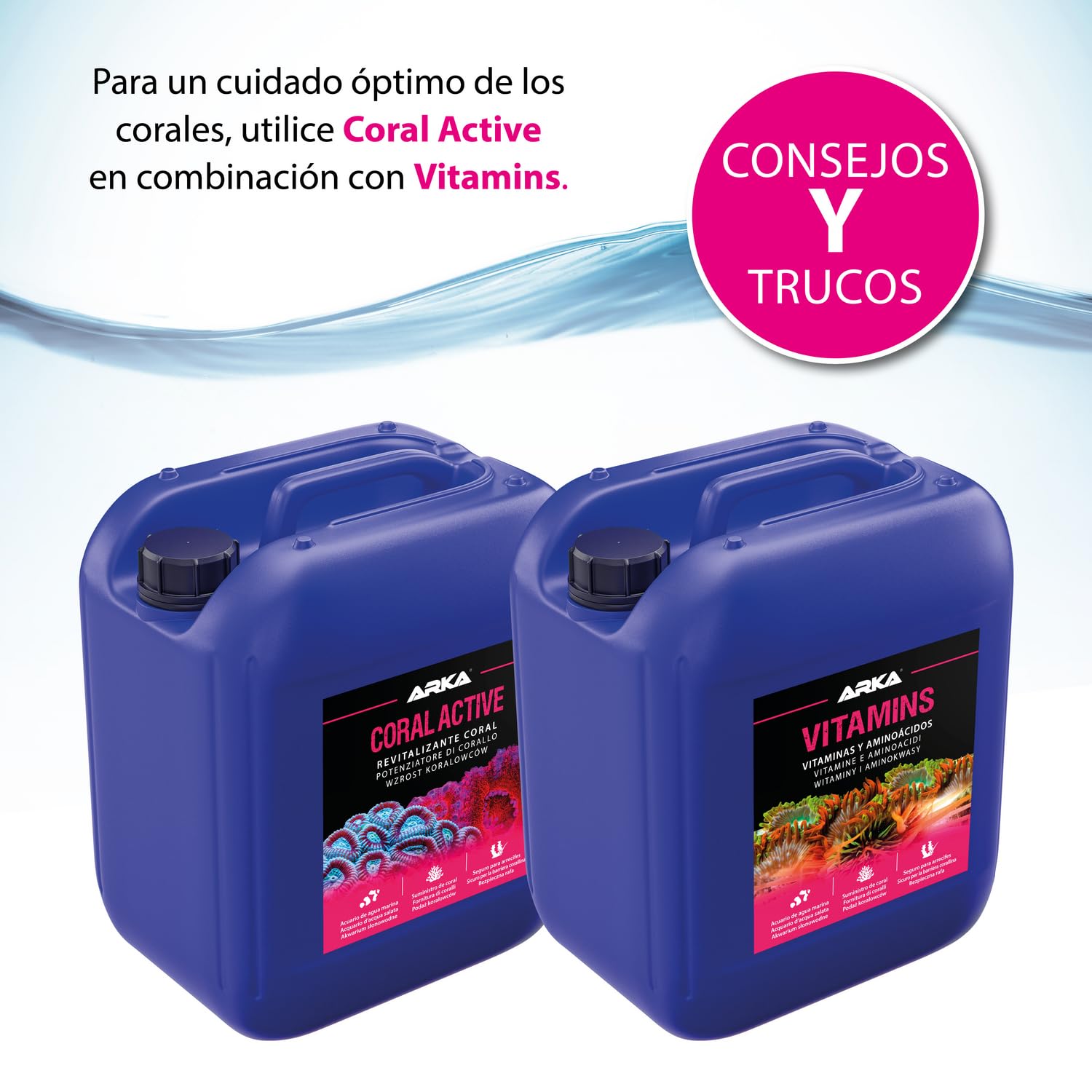 ARKA Vitamins - 5000 ml - Suplemento multivitamínico Incl. aminoácidos para Peces y corales, promueve la Salud y el Bienestar en el Acuario Marino.