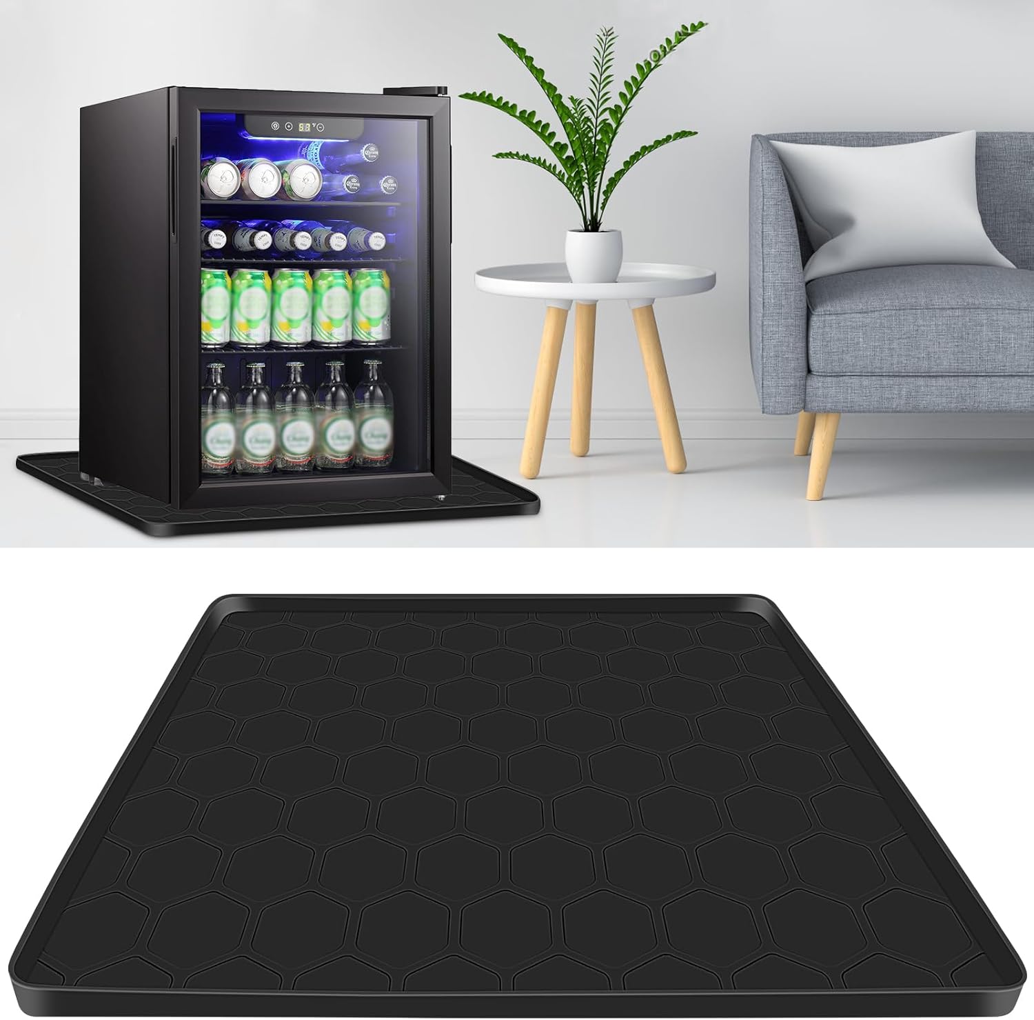 Haxmdfa Mini Fridge Silicone Mat with Raised Edge,Slip Resistant Under