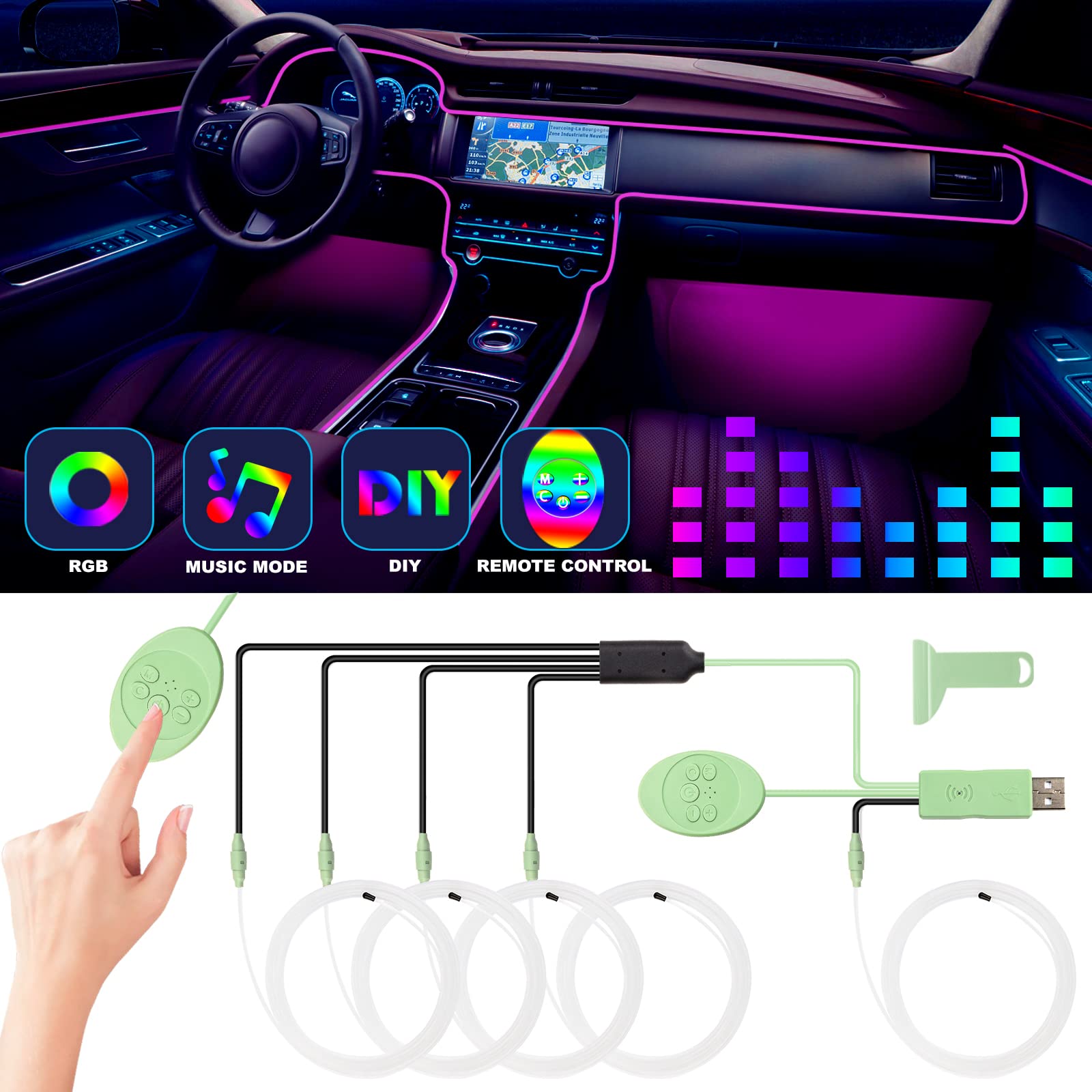Buy Car Led Strip Lights,Interior Car Light,Ambient Led Lighting Kit