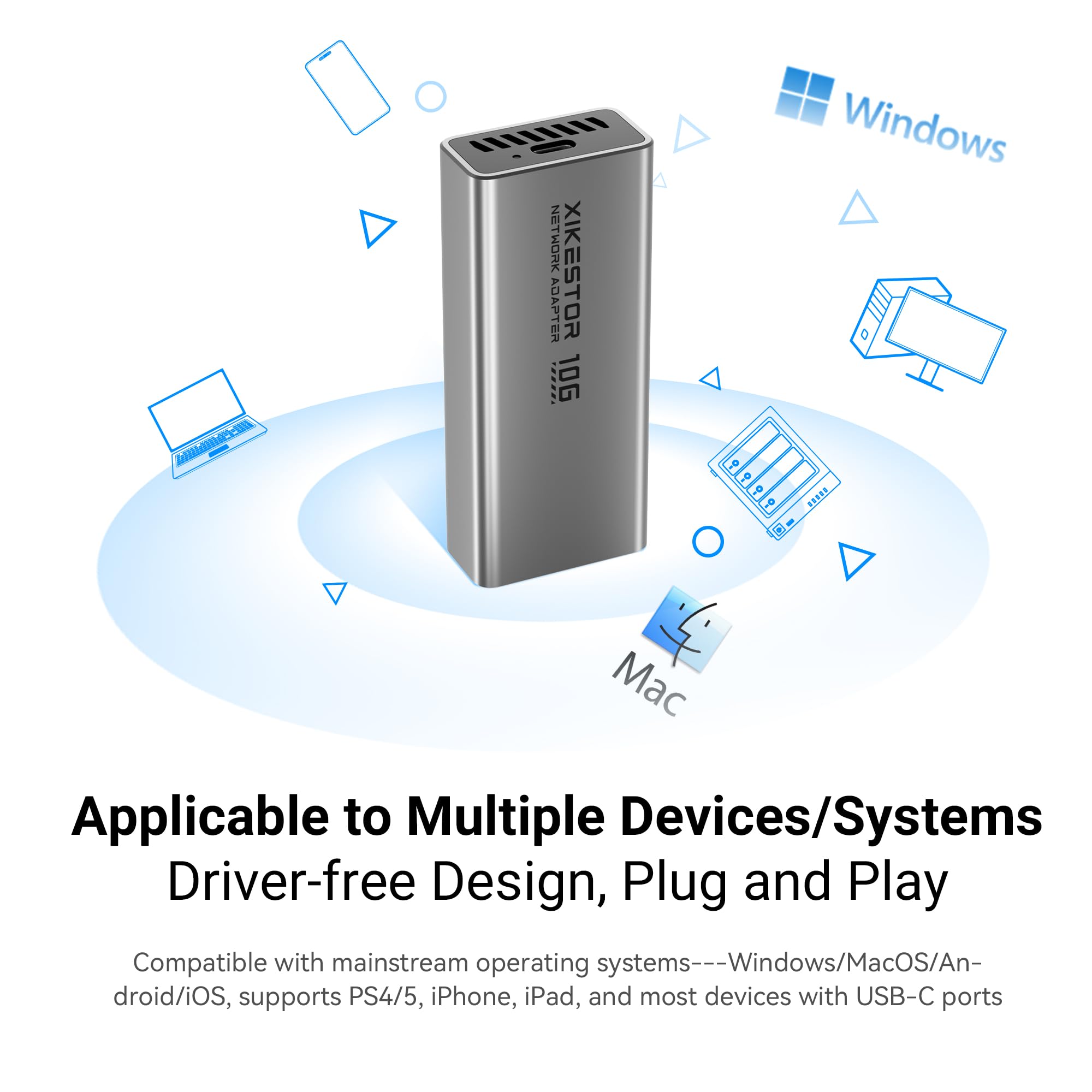 USB 3.2 10GbE Ethernet Adapter, Bis zu 10Gb/s, Unterstützt 10Gb/s, 5Gb/s, 2.5Gb/s, 1Gb/s und 100Mb/s Base-T, Kompatibel mit Thunderbolt 3/4 Geräten, mit 10Gbps C zu C Kabel | 5G/2.5G/1G/100M, Thunderbolt 3/4, USB-C