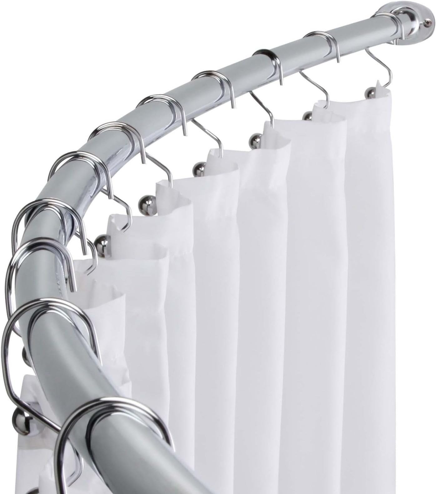 shower curtain rods Bathroom Stainless Steel Curved Bathtub Accessory, Polished Chrome Curtain Rod 58 Inch to 72 Inch