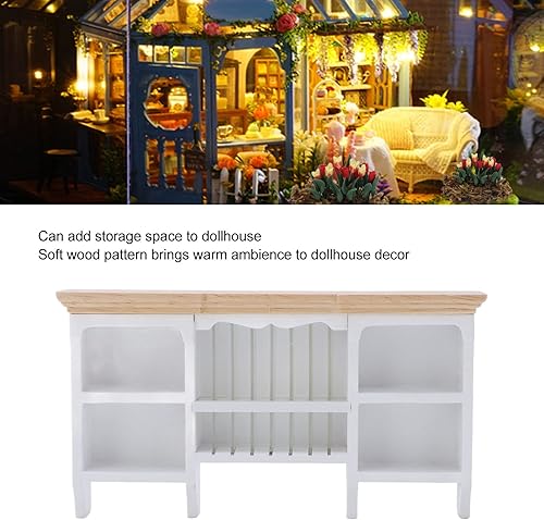 Miniatura 2 de 1/12 Miniatura Gabinete de almacenamiento montado en la pared Pintado a mano casa de muñecas Armario hecho a mano Mini estante (blanco)
