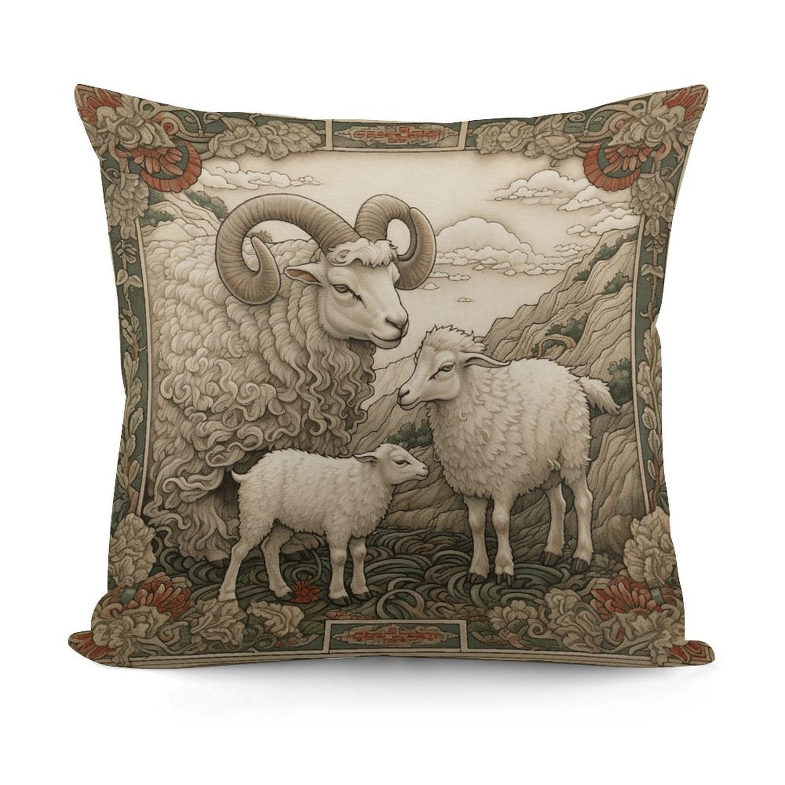 Adfgyerh Style Sheep Pattern Decorative Pillow Covers, Throw Pillow Covers Soft For All Seasons, Pillowcases For Couch Living Room Sofa Bedroom 18X18 Inch