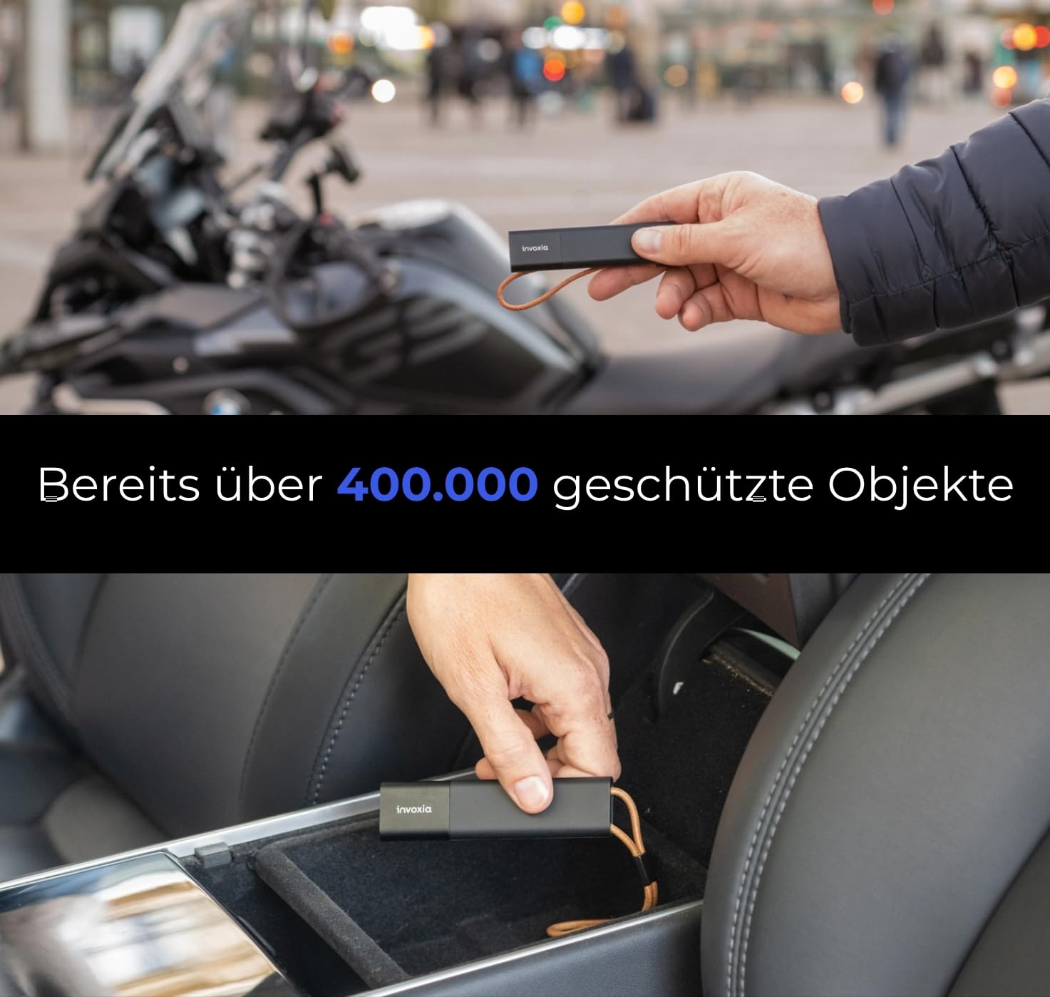 Invoxia GPS Tracker Edition 2026 - wasserdicht, verbesserte GPS-Genauigkeit, USB-C - Netzwerk-Abonnement inklusive 3 Jahre - Live-Lokalisierung, Diebstahl & Bewegungsalarm - Autos, Motorräder