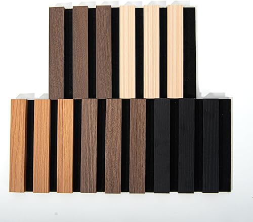 Art3d Paquete de 5 paneles de pared de listones de madera acústica  Paneles absorbentes de sonido de 5.9 x 4.7 pulgadas, 5 colores