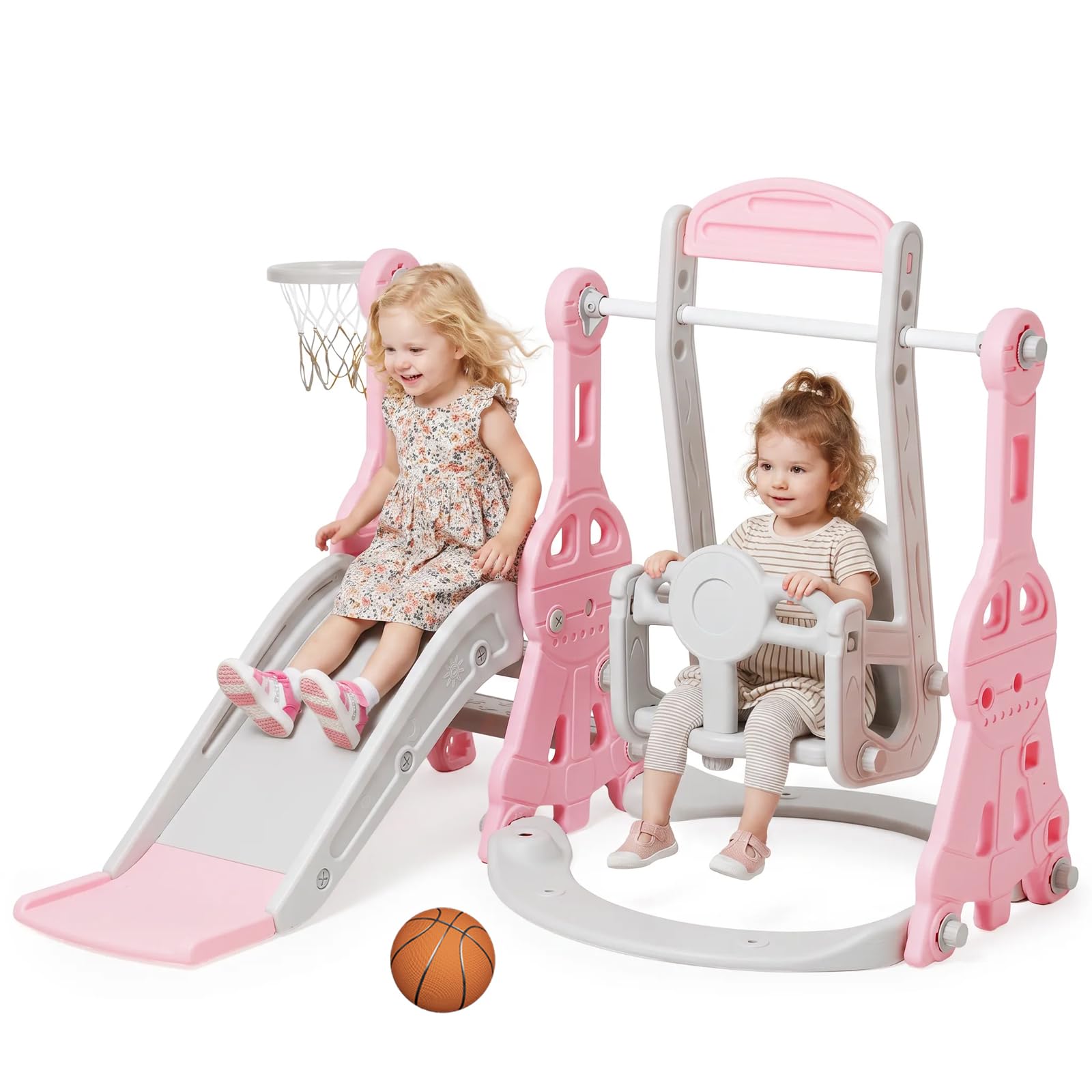 Kinderrutsche, 3-in-1 Kleinkind Spielplatz mit Schaukel für Mädchen | Babyrutsche, Indoor Outdoor Spielplatz, Gartenrutsche, Kinderzimmer, Bewegungsförderun