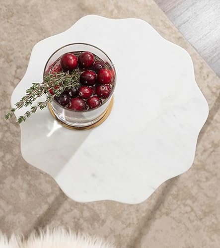 Miniatura 5 de Kate and Laurel Sanzo - Moderna mesa con pedestal para bebidas, 10 x 10 x 23 pulgadas, latón antiguo y blanco, mesa auxiliar decorativa con mesa de