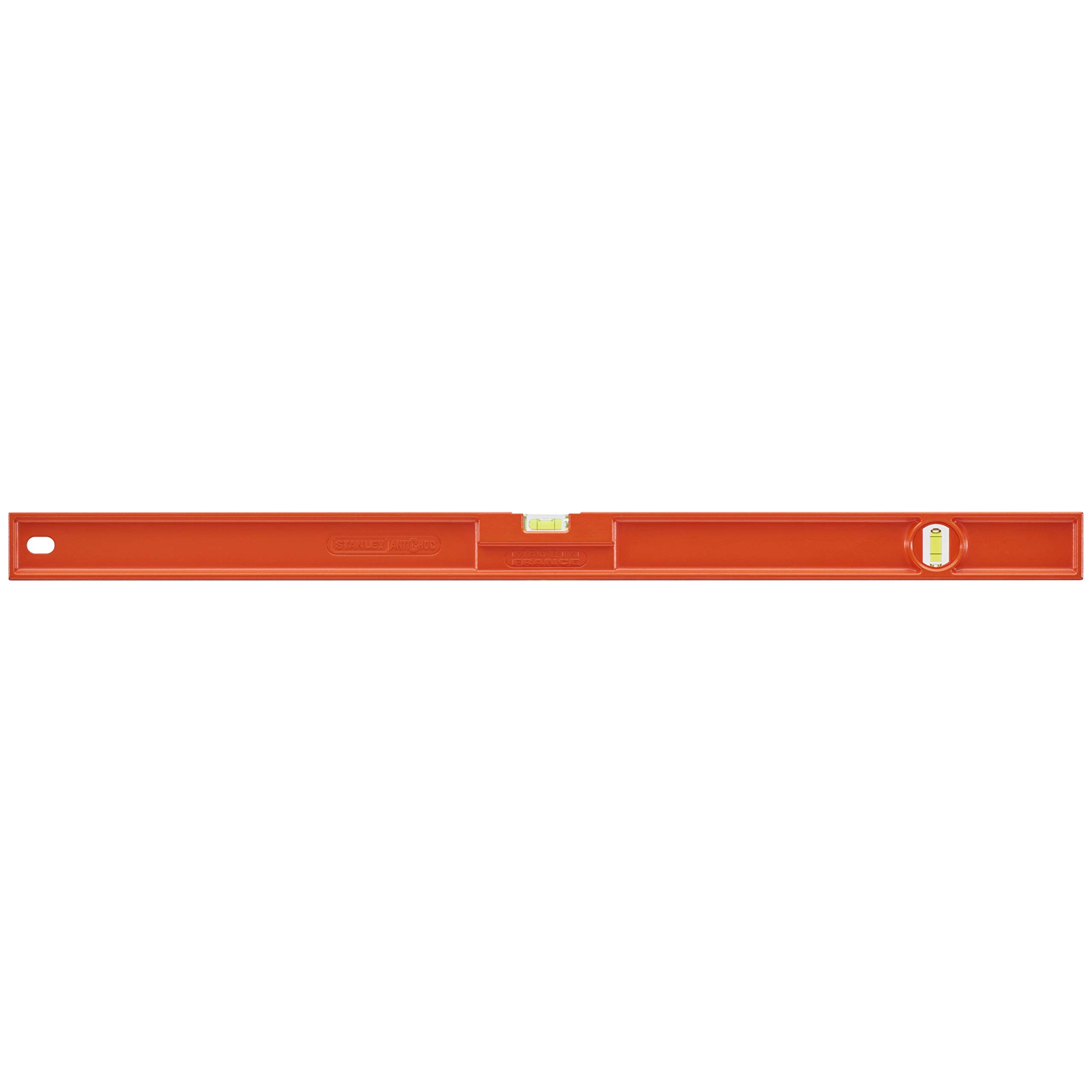 STANLEY Nivel TMLH doble base, Longitud 80 cm, 2 burbujas antichoc, precisión +/- 1 mm/m, revestimiento resistente a choques y abrasión,2 bases mecanizadas, 1-42-254