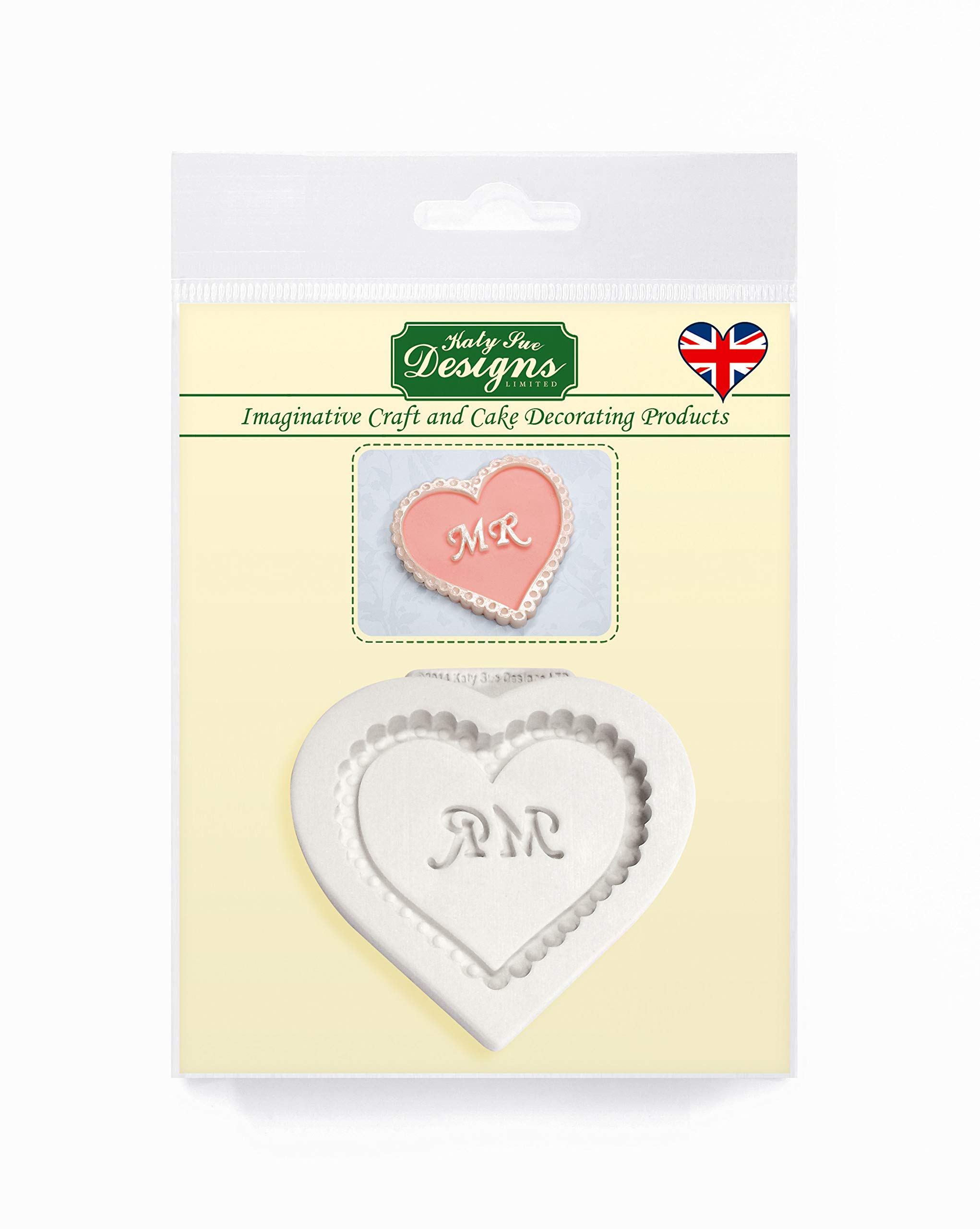 Katy Sue Designs Mr Heart Plaque Silicone Mould for Cake Decorating, Crafts, Cupcakes, Sugarcraft, Candies, Chocolate, Card Making and Clay, Food Safe Approved, Made in The UK, Grey — image 1