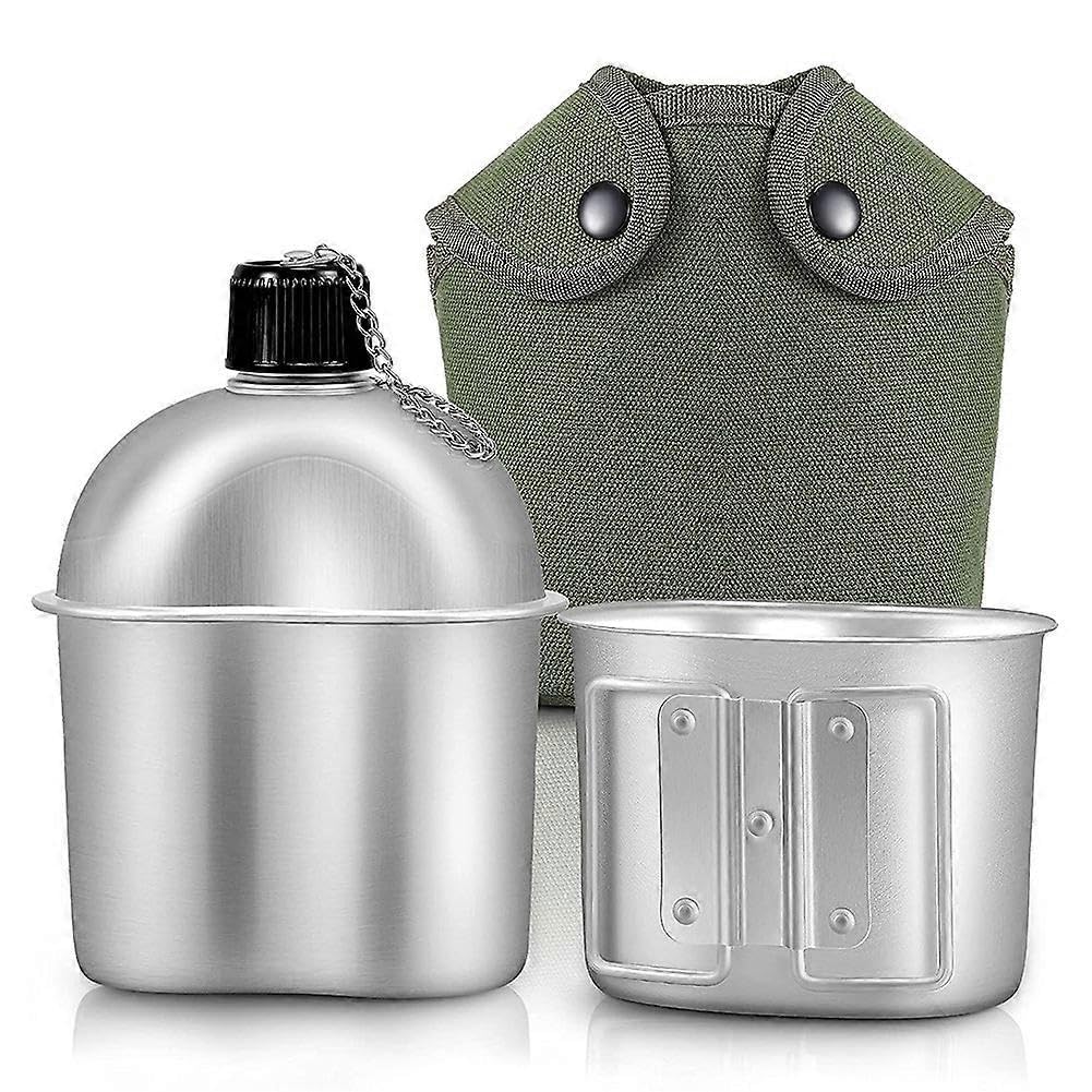 JOYHAPPST Outdoor Canteen Cookware Set Canteen Cup Portable Water Bottle with Grab Handle Cup for Outdoor Cam