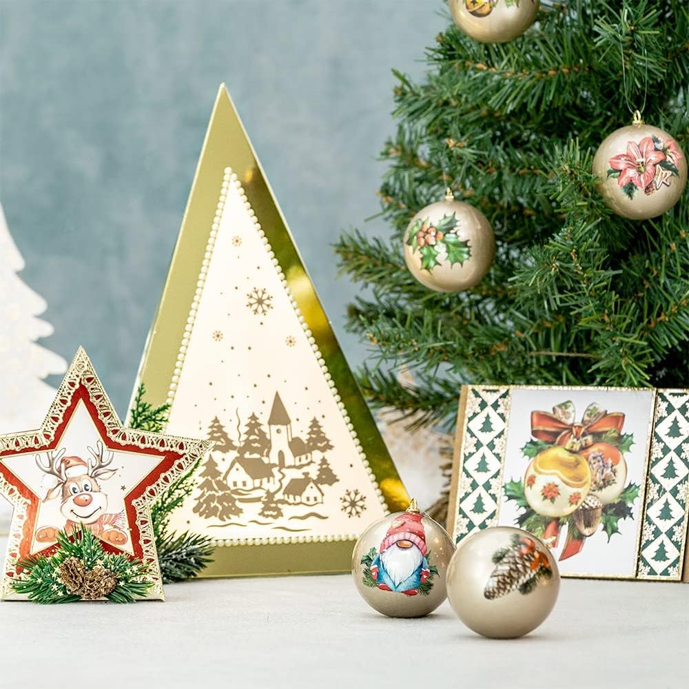 Ideen mit Herz Premium Transfers | Rub on Sticker | Scratch Stickers | 10 cm x 30 cm | 10 Sheets | Includes Cloth (Winter & Christmas 01, Colourful)