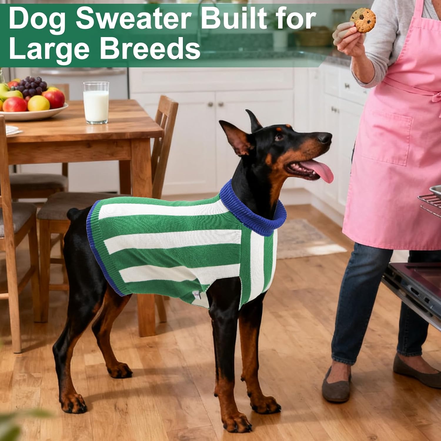 Dog Sweater, Dog Sweaters for Large Dogs, DogSweater Christmas, Warm Pet Coat for Large Breeds, Turtleneck Winter Knitwear Clothes for Golden Retrievers,Labradors,Doberman, Green,U-LDS01XXL