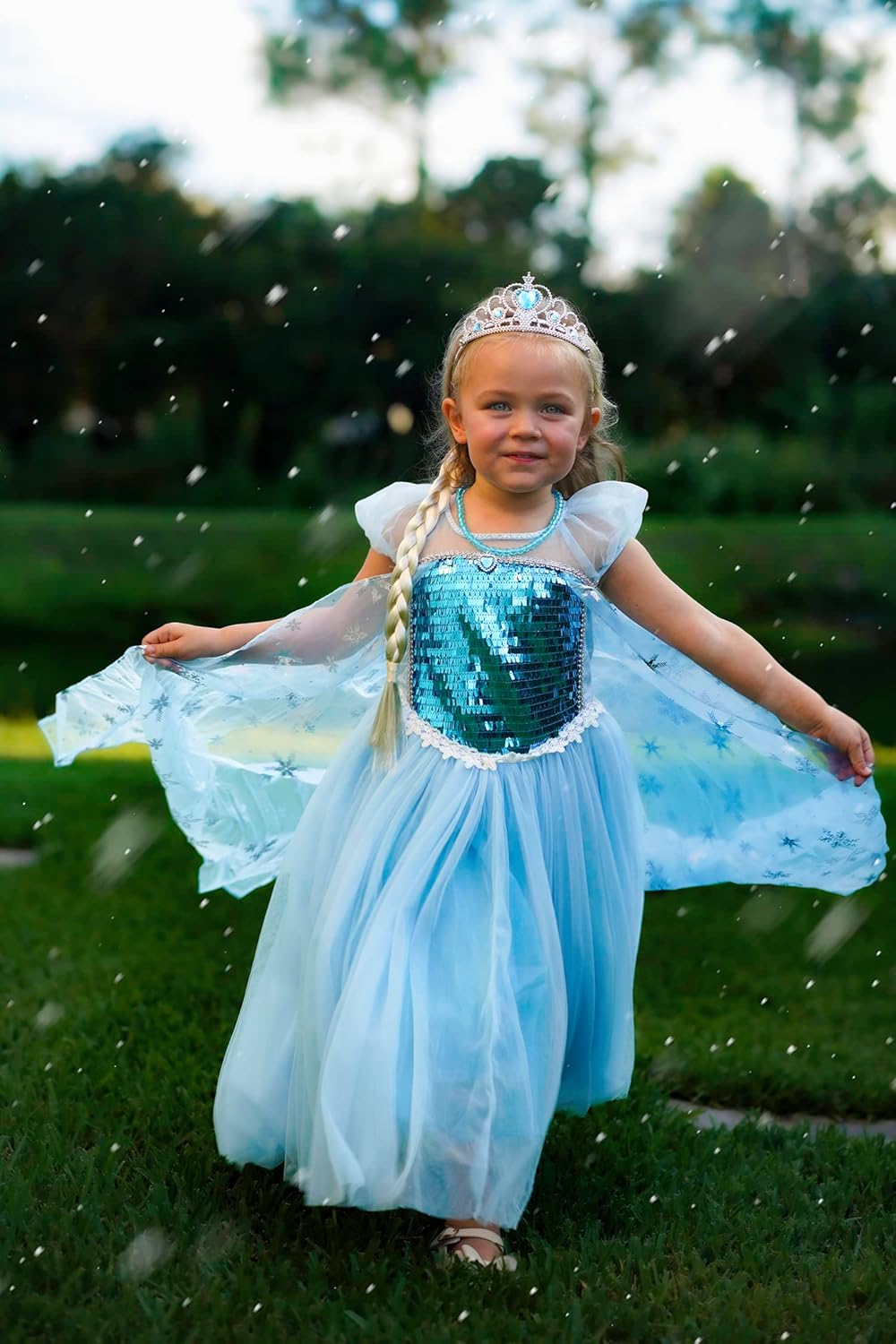 Miniatura 2 de Aoiviss Disfraz de Elsa para niñas, vestido de princesa de Frozen para cumpleaños, Halloween, cosplay