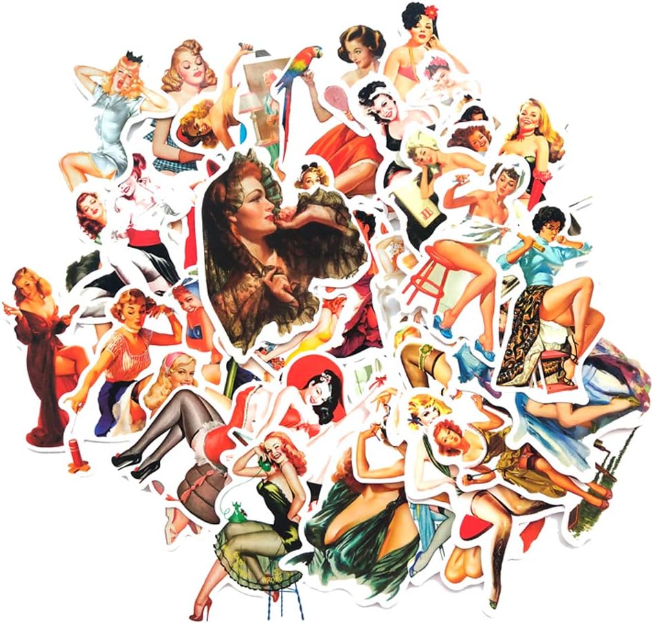 Graffiti Sexy Cartoon Adult Stickers for Car, Laptop, Skateboard, Luggage, Waterproof Vinyl Decals for Motorcycle,Bicycle,Bumper 50 PCS No-Duplicate Stickers Pack(Section B)