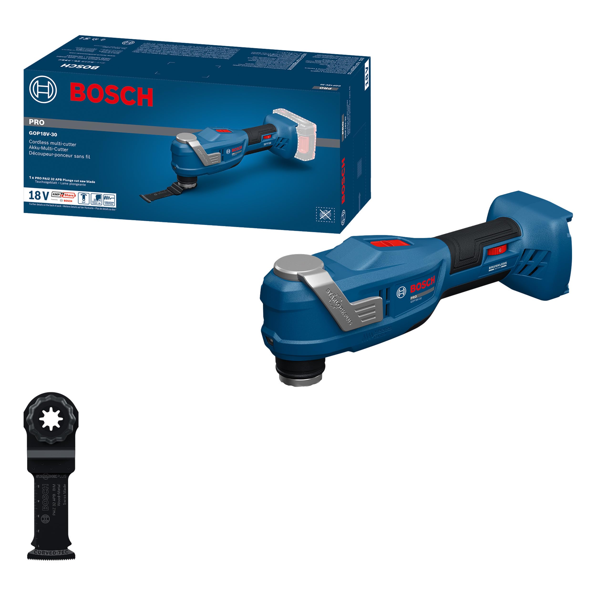 Bosch Professional GOP 18V-30 (Baretool, 1 x Blade) Multi Tool 06018G3000
