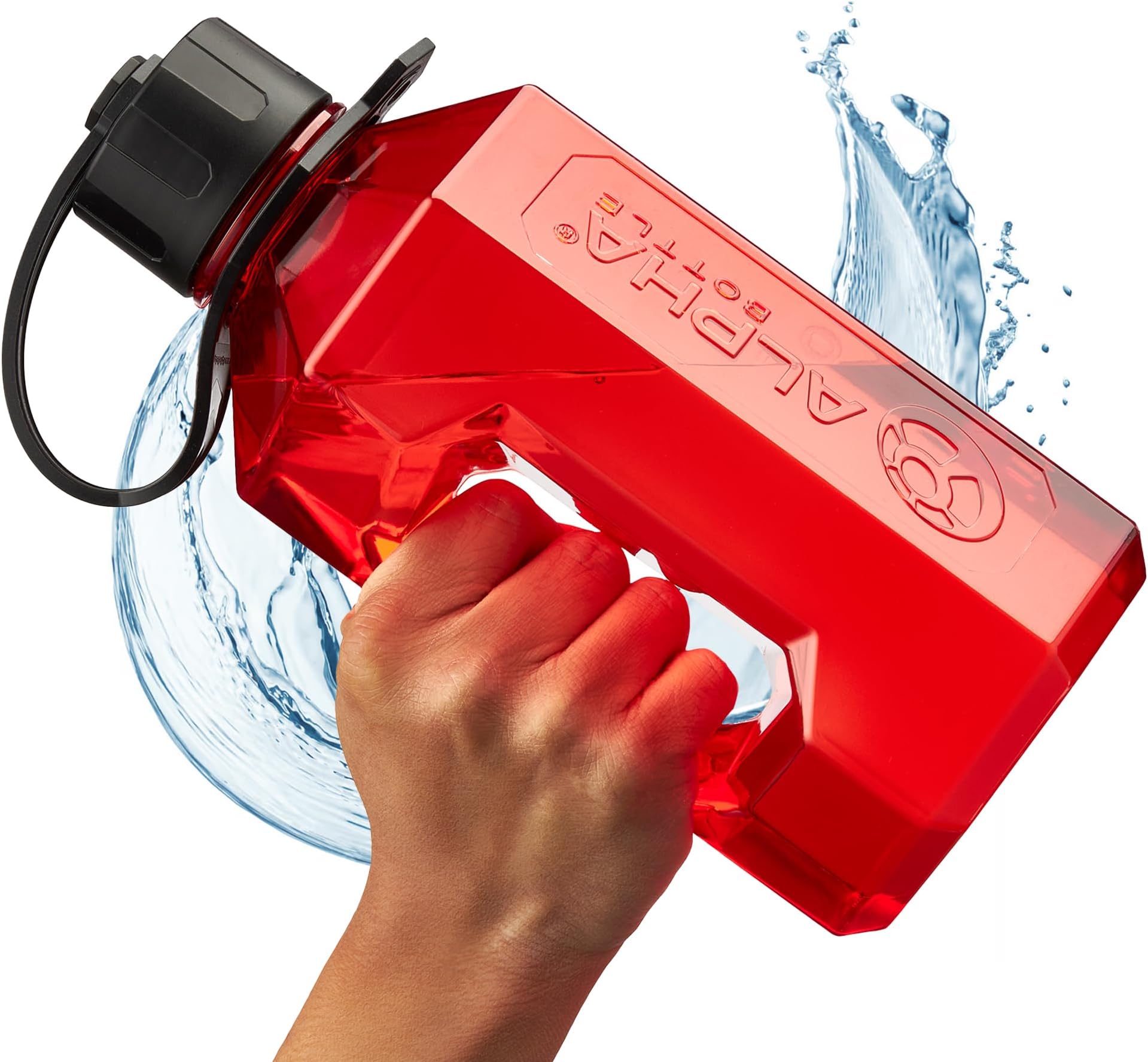 Alpha Designs 1.6 Litre Large Gym Water Bottle Drinks Water Jug - Red