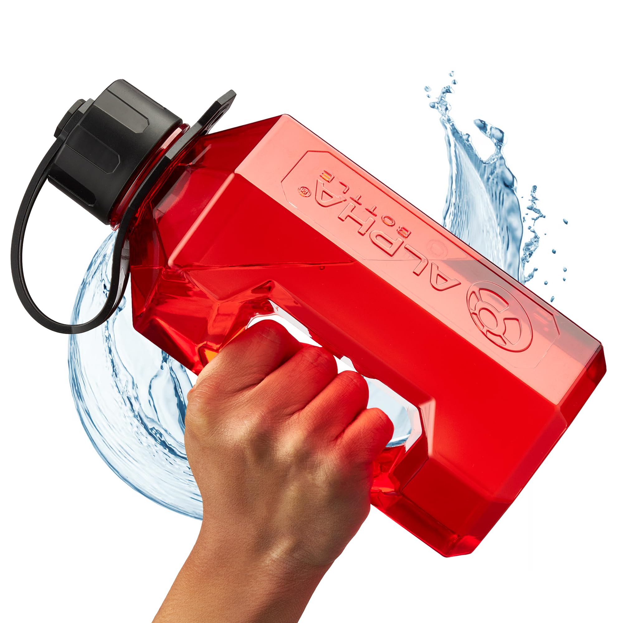 Alpha Designs | 1.6 Litre Water Bottle | Large Drinks Water Jug | Gym, Holiday, Travel | Red