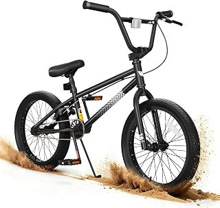 KORIMEFA BMX Bike for Kids 18 20 inch, 6-12 Years Boys Racing Freestyle Trick Bicycle, Hi-Ten Steel Frame, Beginner-Level to Advanced Riders