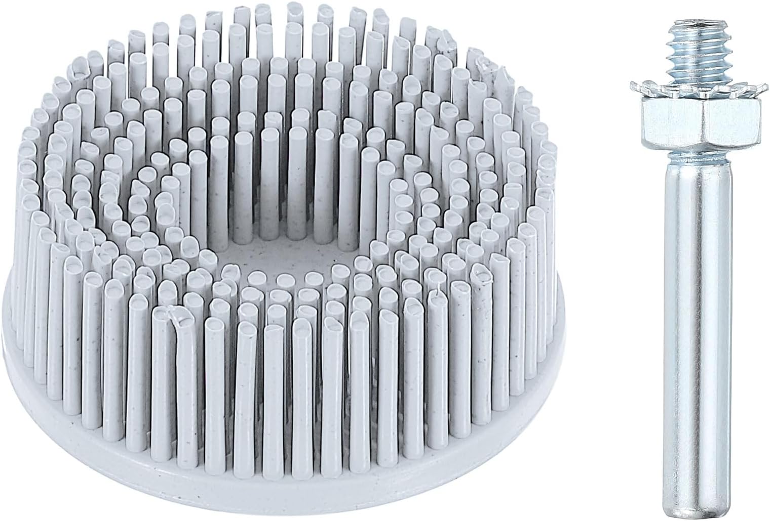 HARFINGTON Bristle Disc 2" 120 Grit R-Type Abrasive Brush Coarse Bristle Disc Deburring Electric Disc Brush Attachment with 1/4" Round Shank Abrasive Coating Removal Disc for Metal, Gray