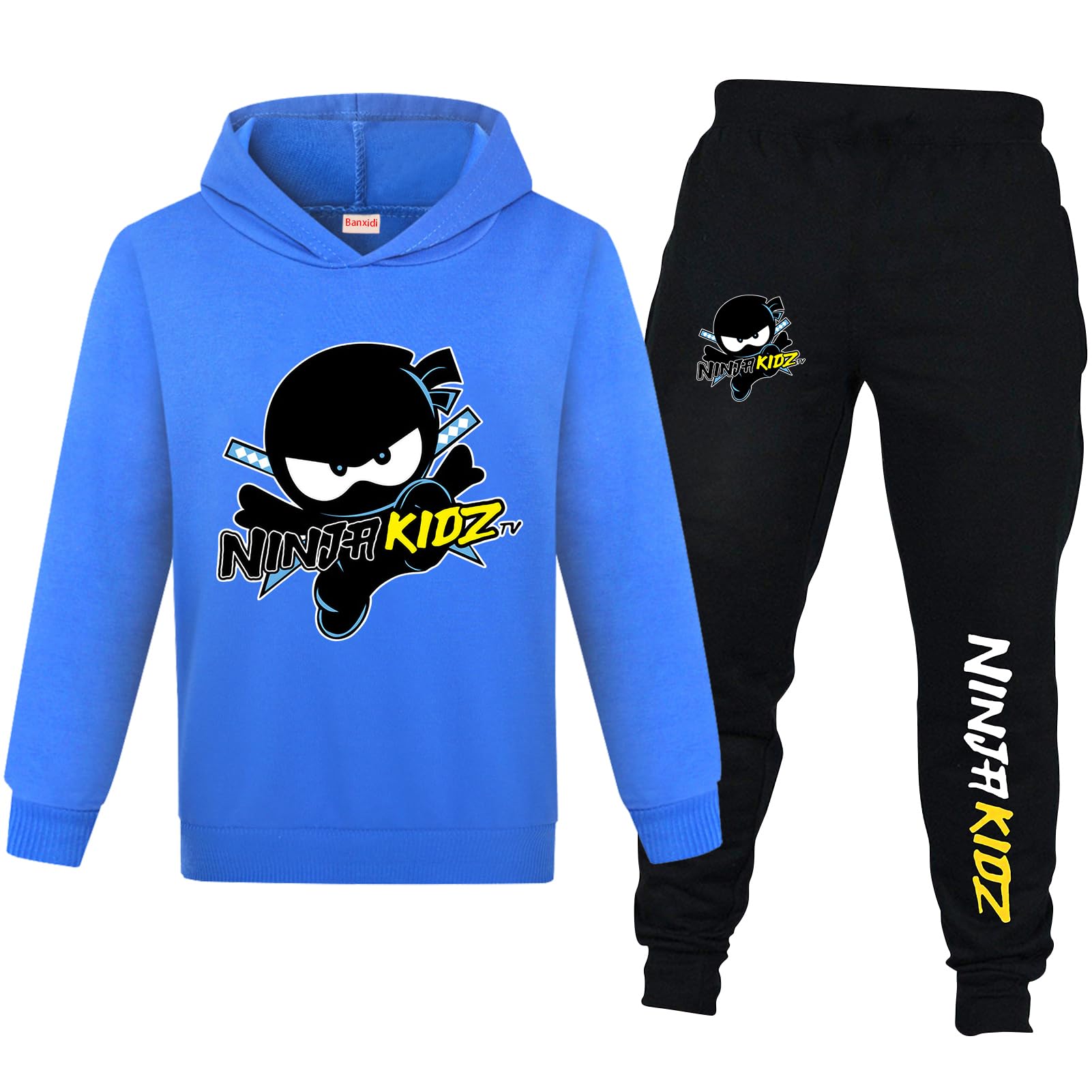 Ninja Kidz - Tuta con cappuccio per bambini, a maniche lunghe, set da 2 pezzi, abbigliamento sportivo, 2-13 anni