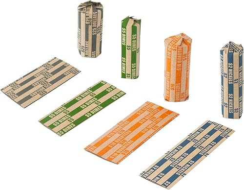 Miniatura 5 de L LIKED Paquete surtido de 300 envoltorios de monedas a rayas planas (75 de cada uno níquel, diez centavos, cuarto y dólar)