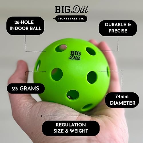 Miniatura 2 de Big Dill Pickleball Co. Relish - Pelotas de pickleball para exteriores o pelotas de pickleball para interiores con bolsa, bolas de pickleball,