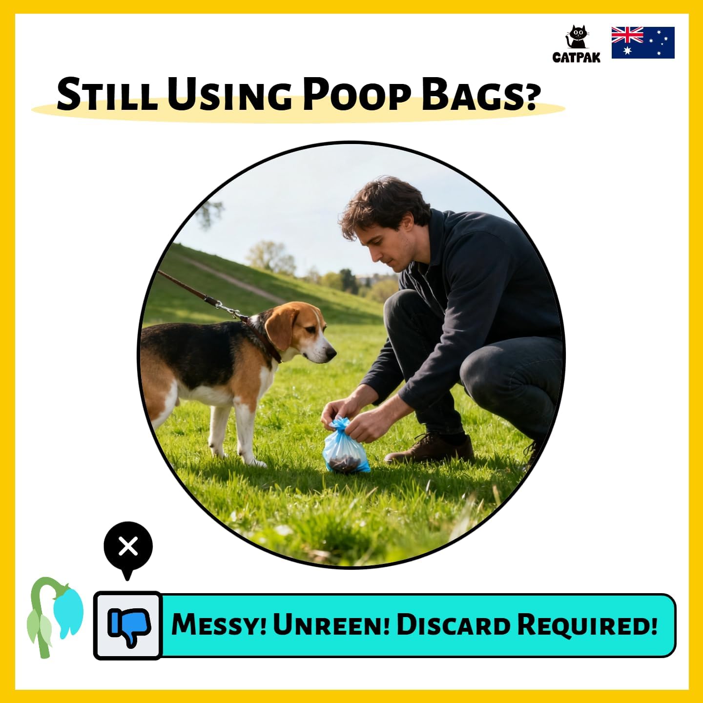 Waggle Dog Poop Powder - 13 lb, Natural Atapulgite Mineral, Sprinkle & Go Outdoor Dog Waste Absorbent & Odor Neutralizer, Biodegradable, Plastic-Free, for Yard, Walks & Travel (1)