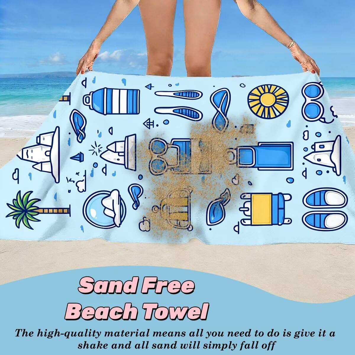 Toalla Playa 80x160 cm, Toalla Gimnasio Microfibra Secado Rapido, Juego de 2 Antiarena Toallas de Playa, Ligera Compacta Toallas Microfibra Grande para Viaje, Regalo Hombre Regalo Mujer (Lindo) -4845