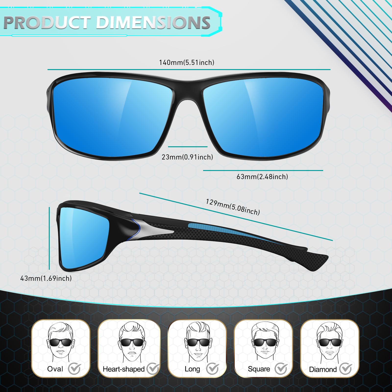 Sunier Occhiali da Sole Uomo Donna Polarizzati Sportivi Guida Pesca Ciclismo Protezione UV400